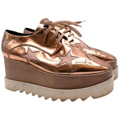 Stella McCartney Rose Gold Faux Leather Elyse Platform Sneakers - Size EU 39