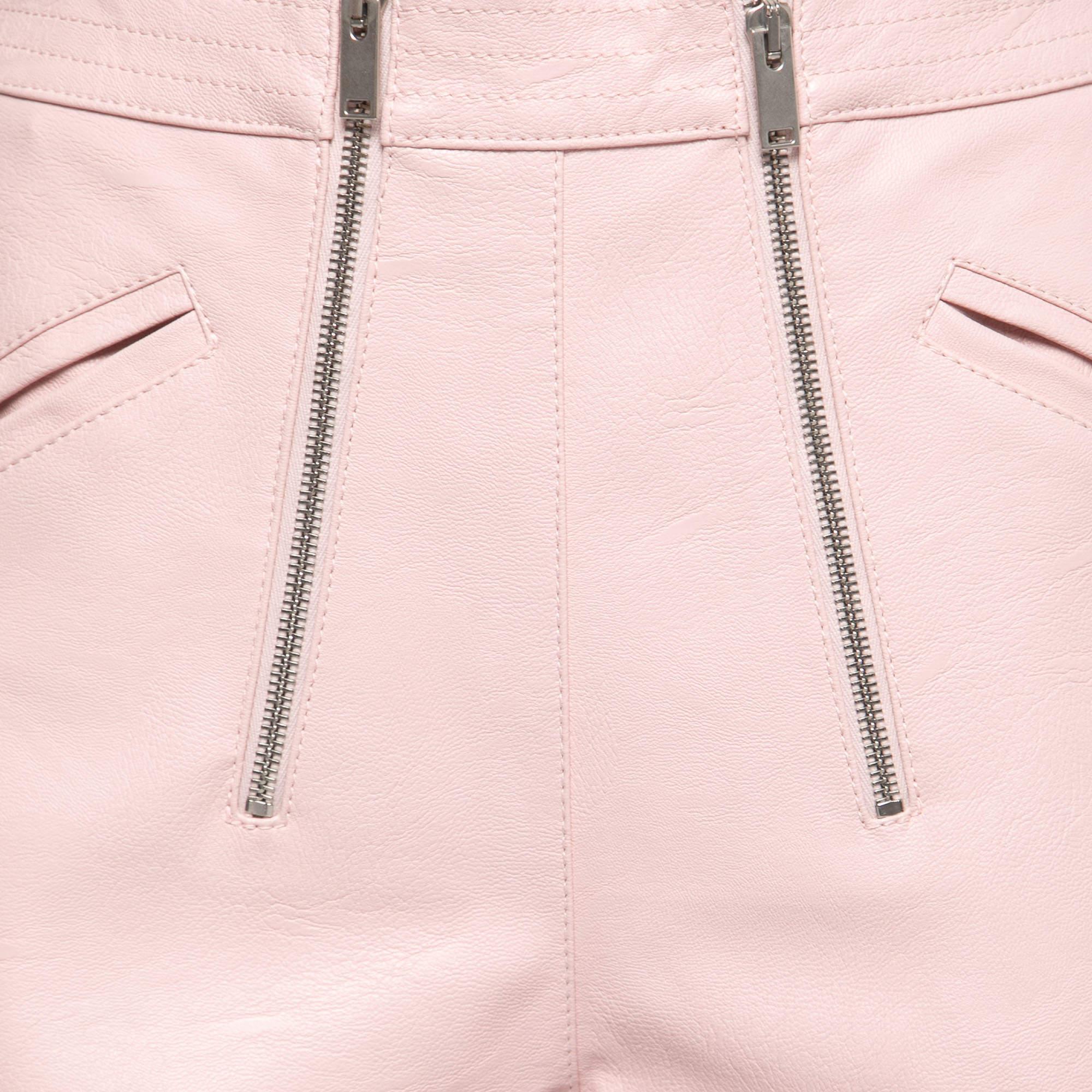 Beige Stella McCartney Rose Pink Faux Leather Kallie Shorts S For Sale
