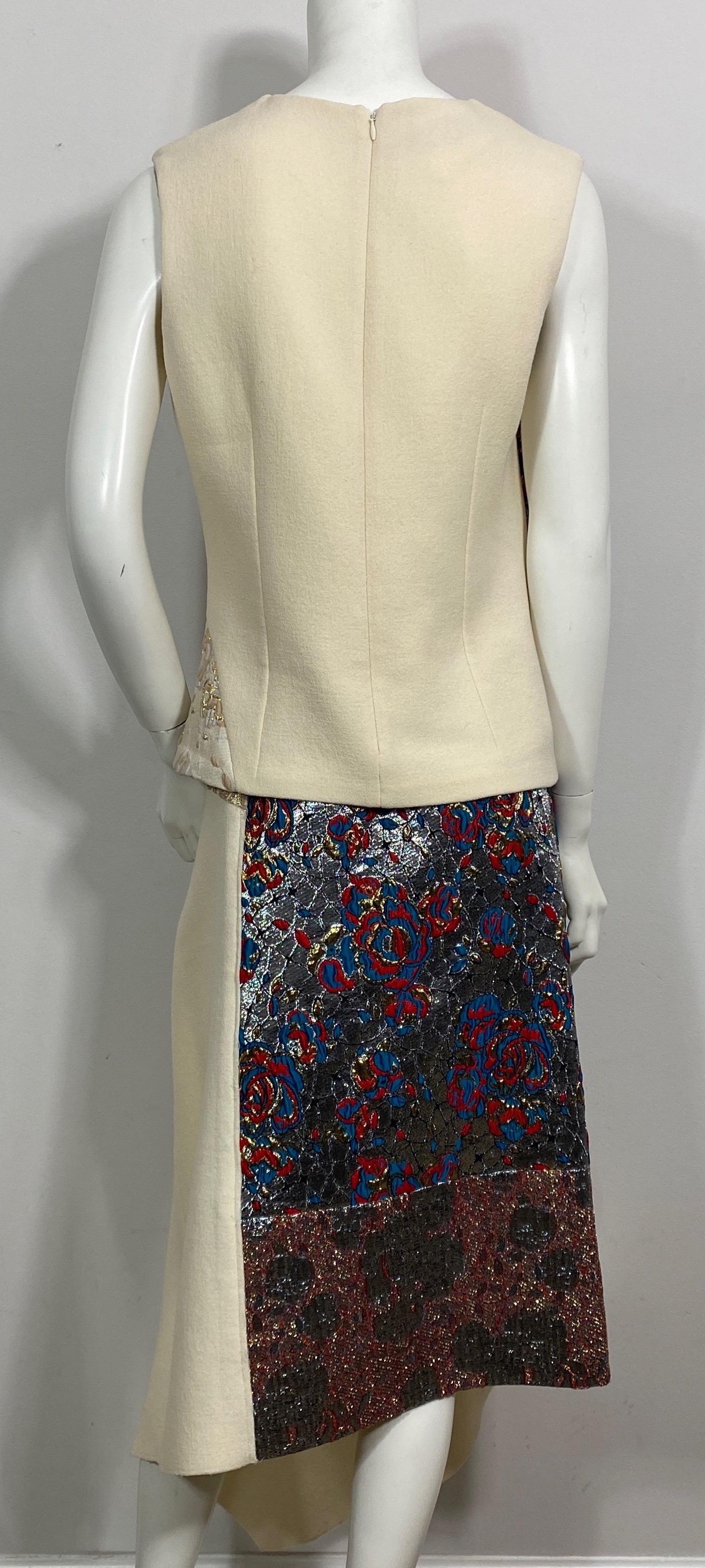 Stella McCartney Runway Fall 2015 Ivory Wool and Multi Brocade Set-Size 42 For Sale 7