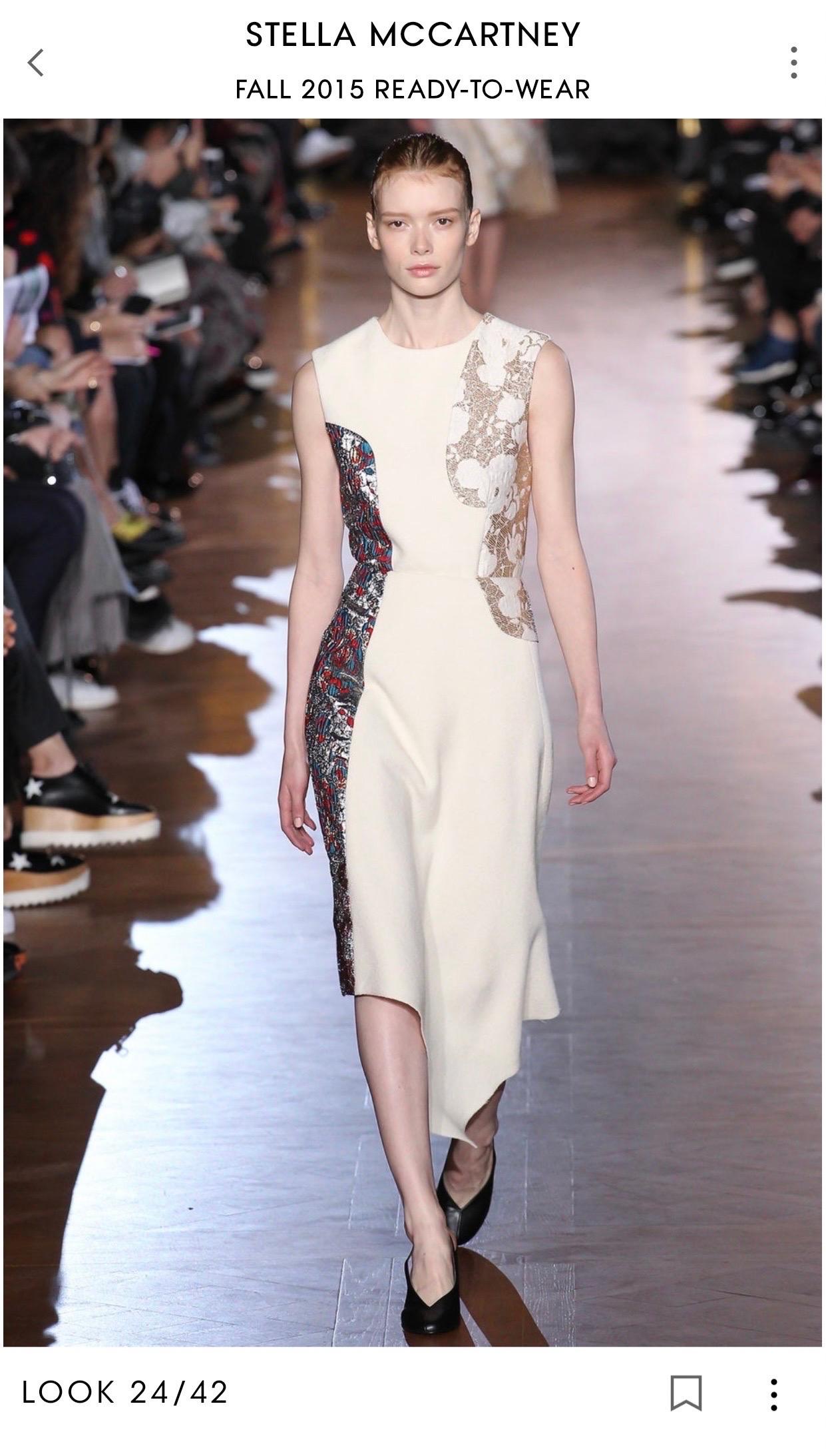 Stella McCartney Runway Fall 2015 Ivory Wool and Multi Brocade Set-Size 42 For Sale 14