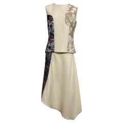 Stella McCartney Runway Fall 2015 Ivory Wool and Multi Brocade Set-Size 42