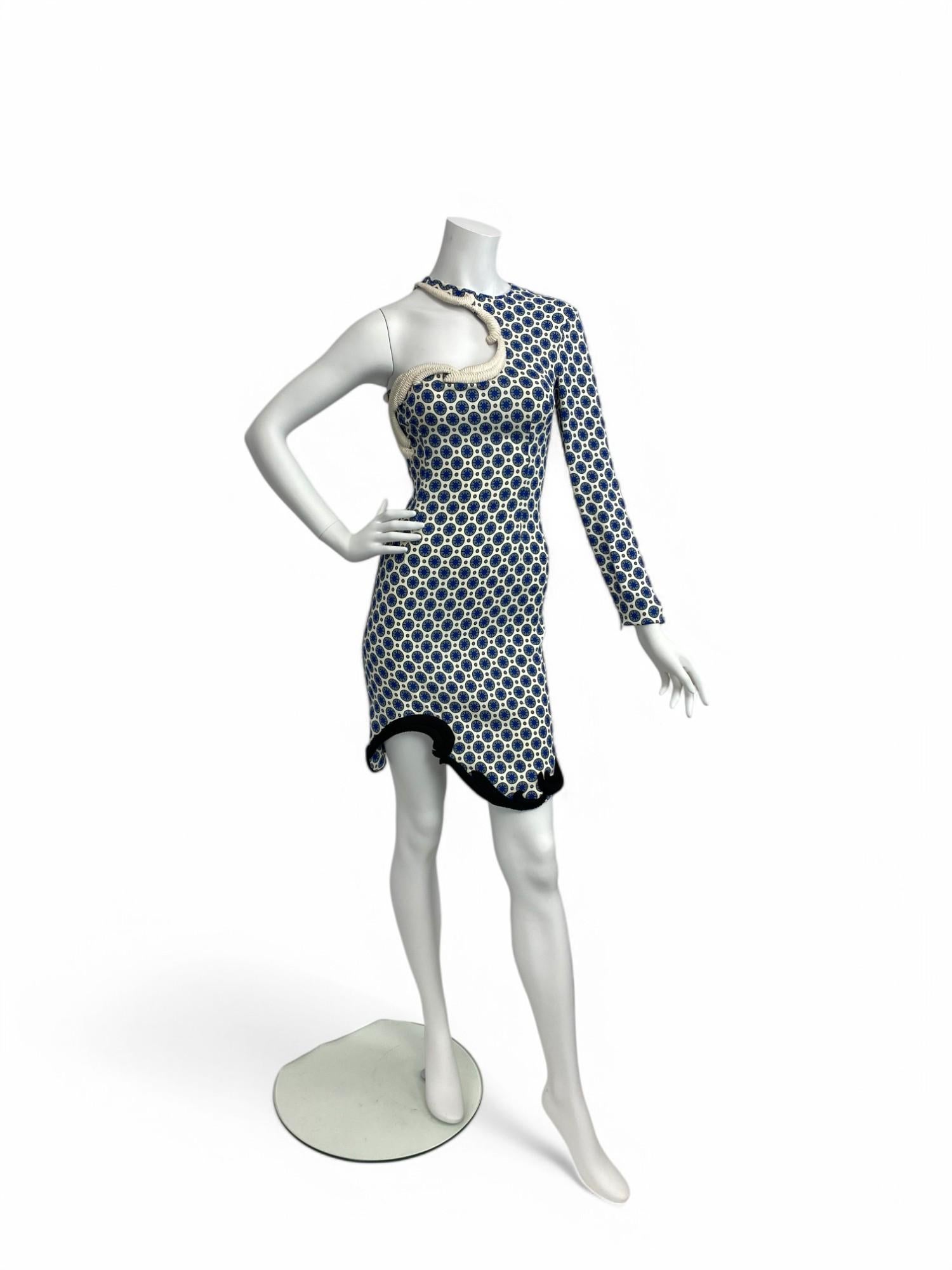 Gray Stella McCartney S/S 2012 Asymmetrical Patterned Mini Dress Sz: 42 NWT For Sale