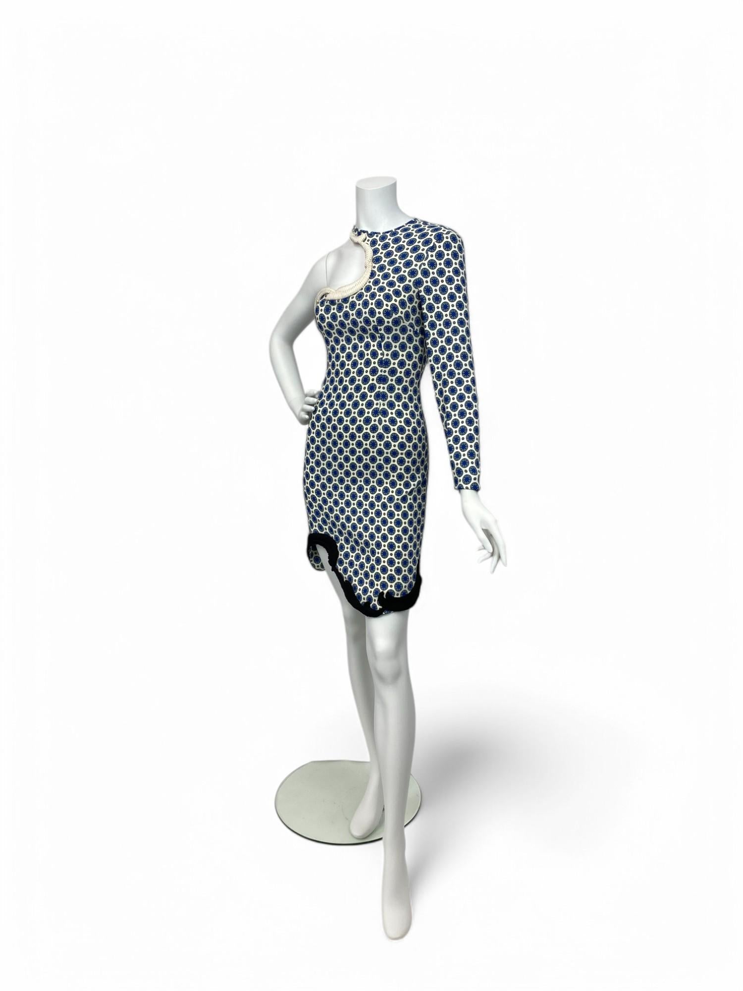 Stella McCartney S/S 2012 Asymmetrical Patterned Mini Dress Sz: 42 NWT In Good Condition For Sale In West Hartford, CT