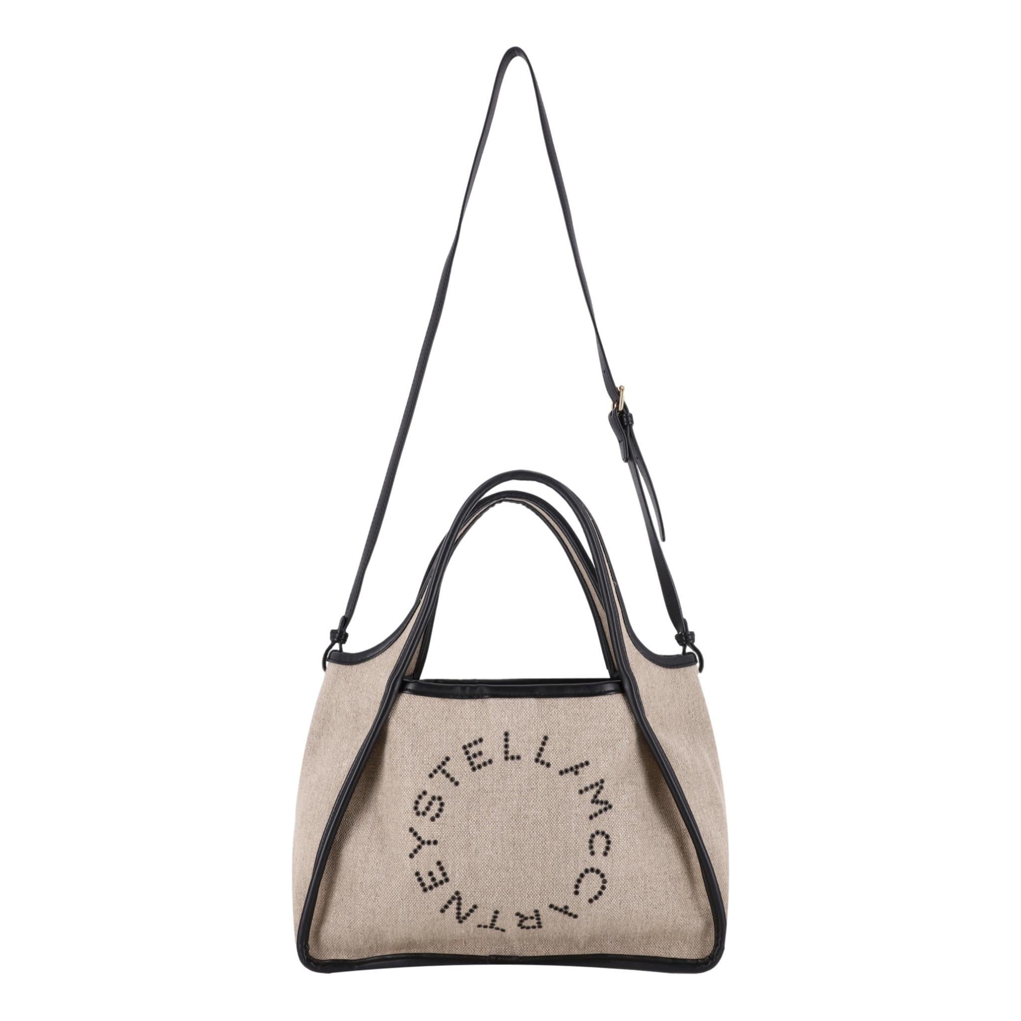 Brown Stella McCartney Salt & Pepper Logo Tote Bag For Sale