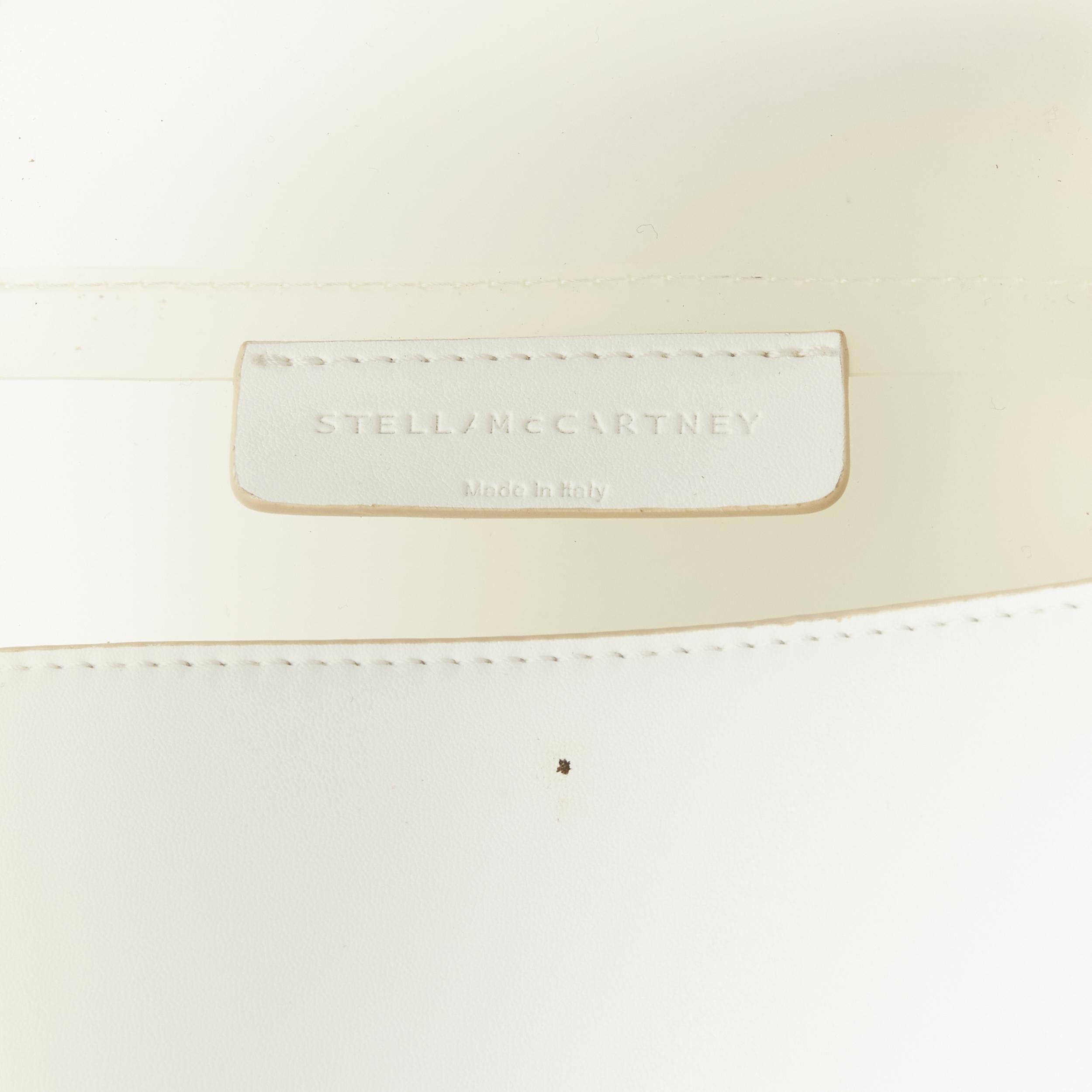 STELLA MCCARTNEY Signature Logo milk PVC white faux leather trim tote bag 6