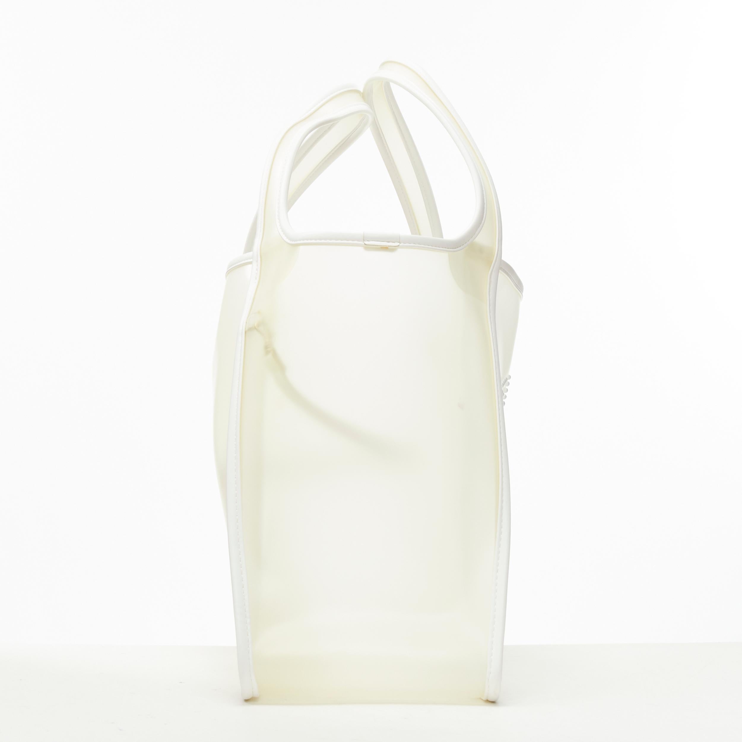 STELLA MCCARTNEY Signature Logo milk PVC white faux leather trim tote bag In Excellent Condition In Hong Kong, NT