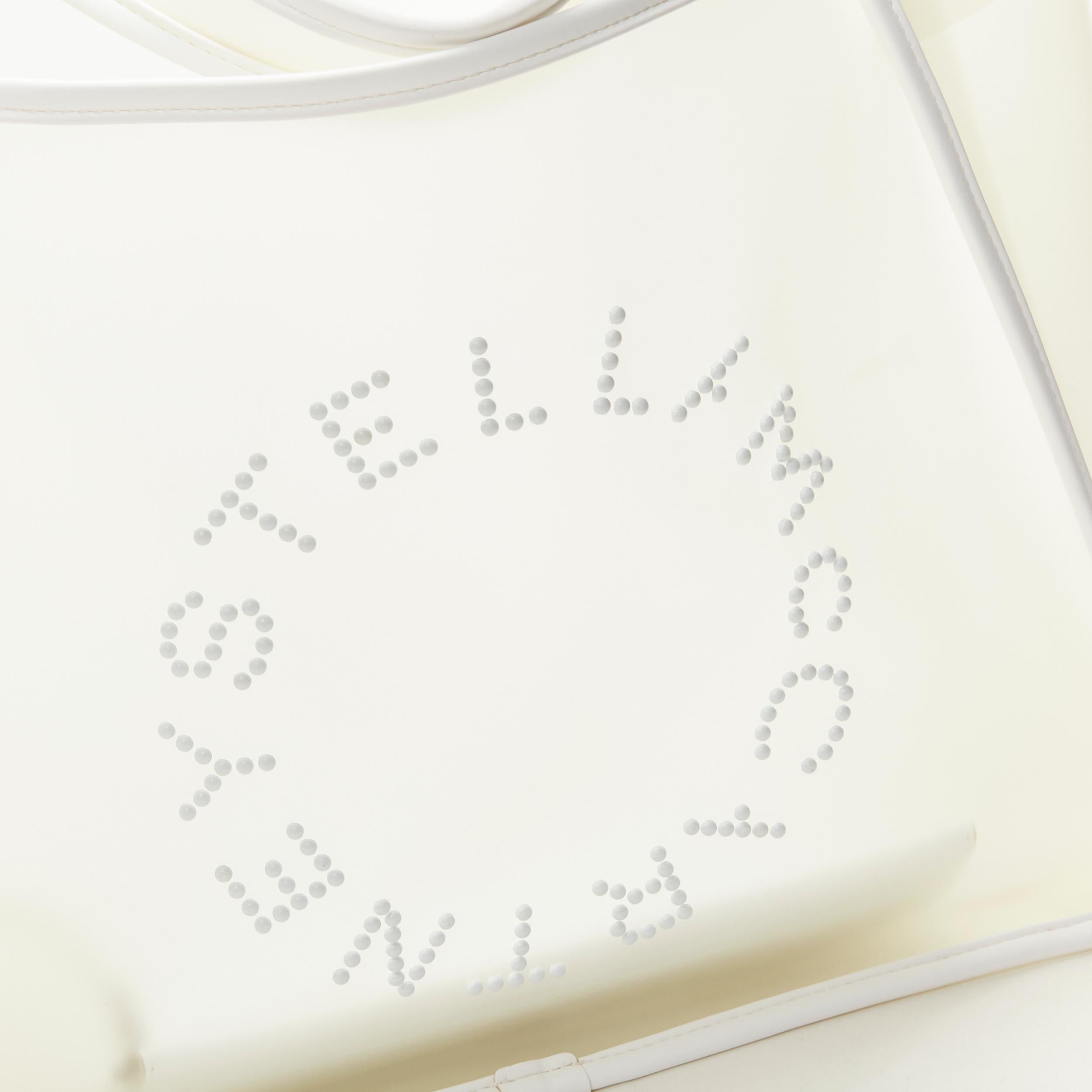STELLA MCCARTNEY Signature Logo milk PVC white faux leather trim tote bag 2