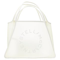 STELLA MCCARTNEY Signature Logo milk PVC white faux leather trim tote bag