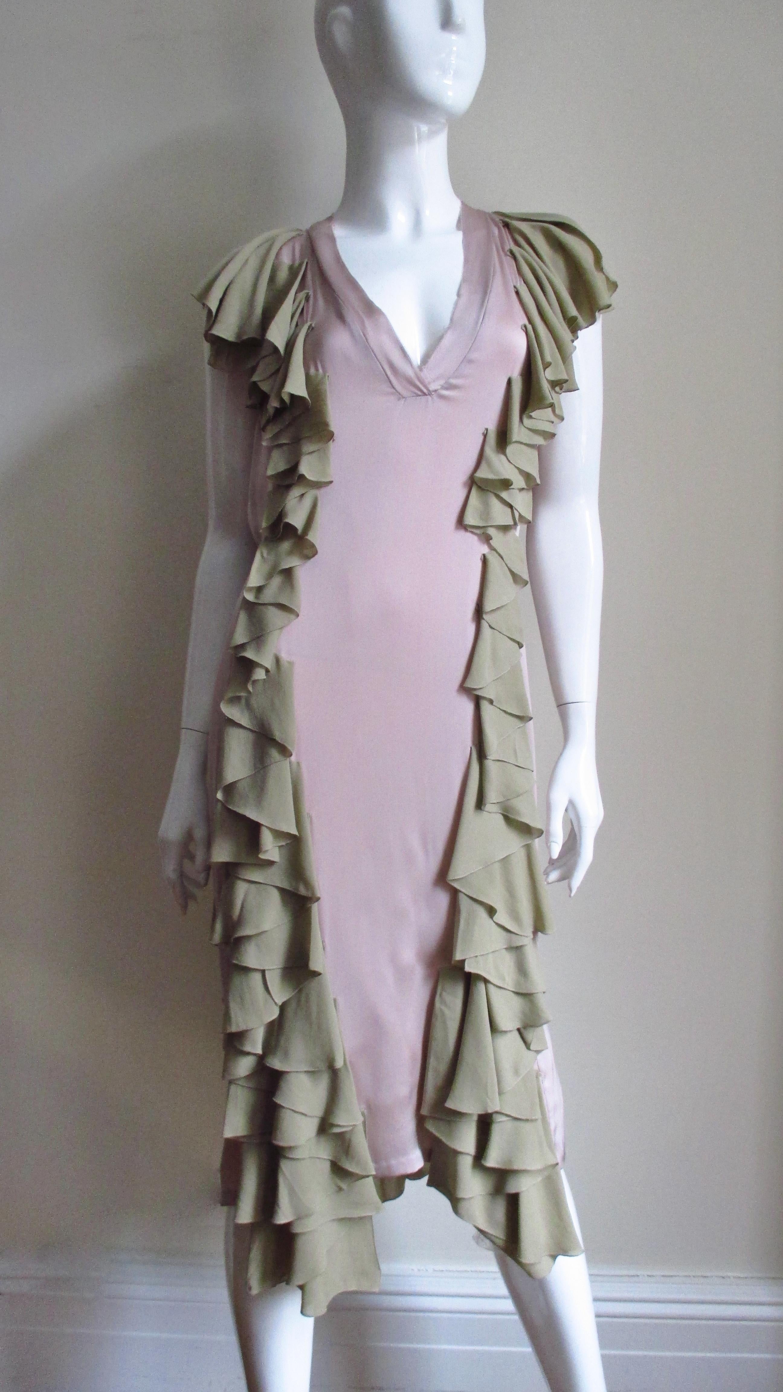 Gray Stella McCartney Silk Color Block Dress For Sale