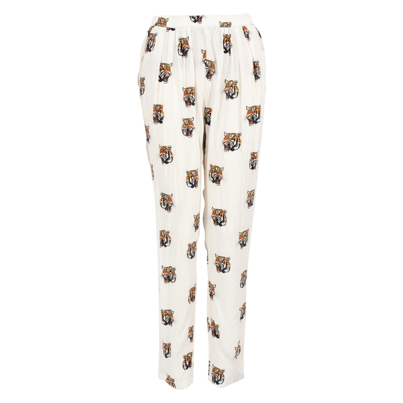 Pantalones de seda con estampado de tigre Stella McCartney Talla M en venta