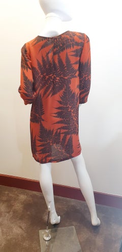 Stella McCartney silk tropical plant cocktail dress in Orange and marron colours