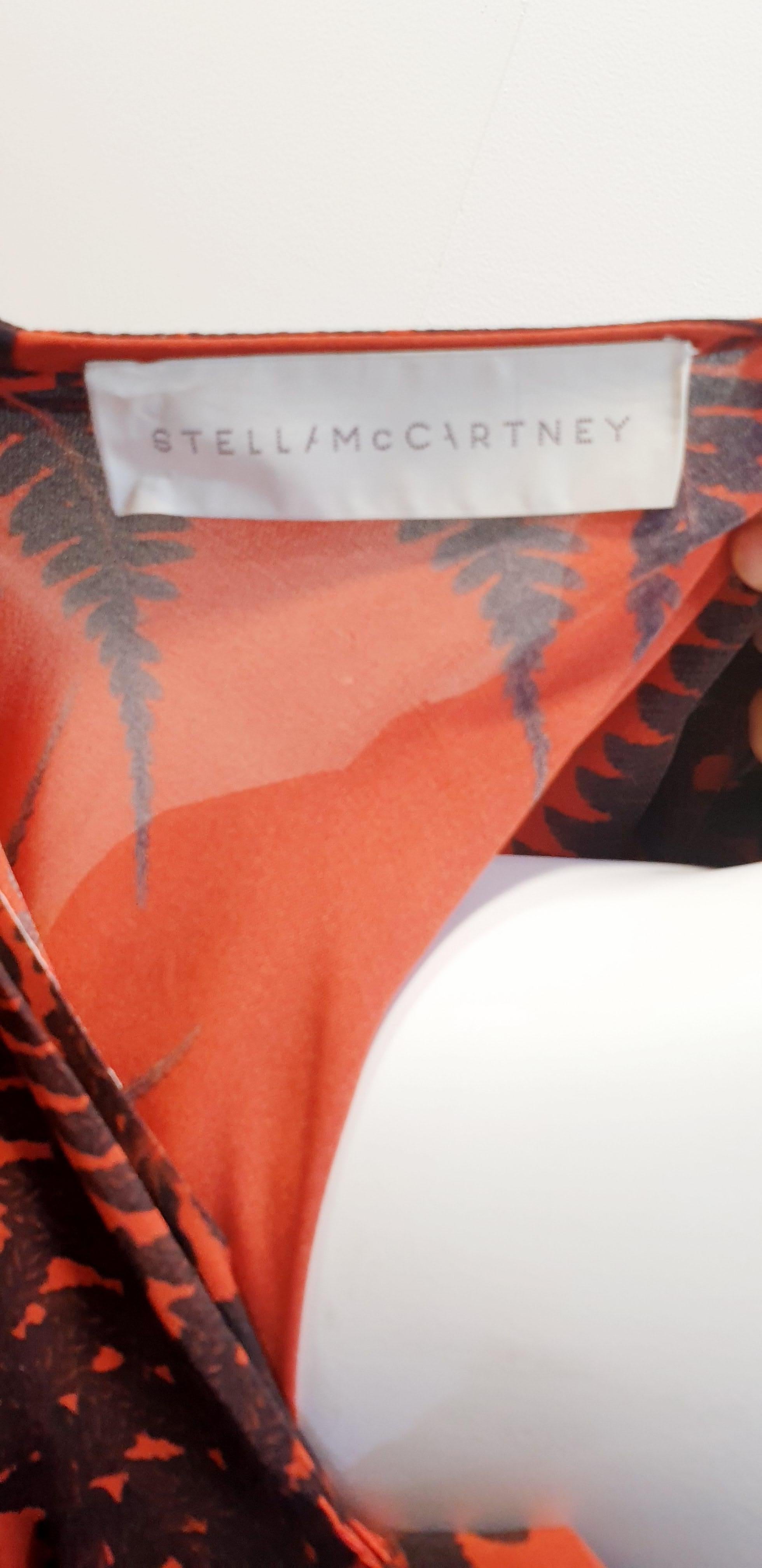 Women's Stella McCartney silk tropical plant cocktail dress in Orange and marron colours For Sale