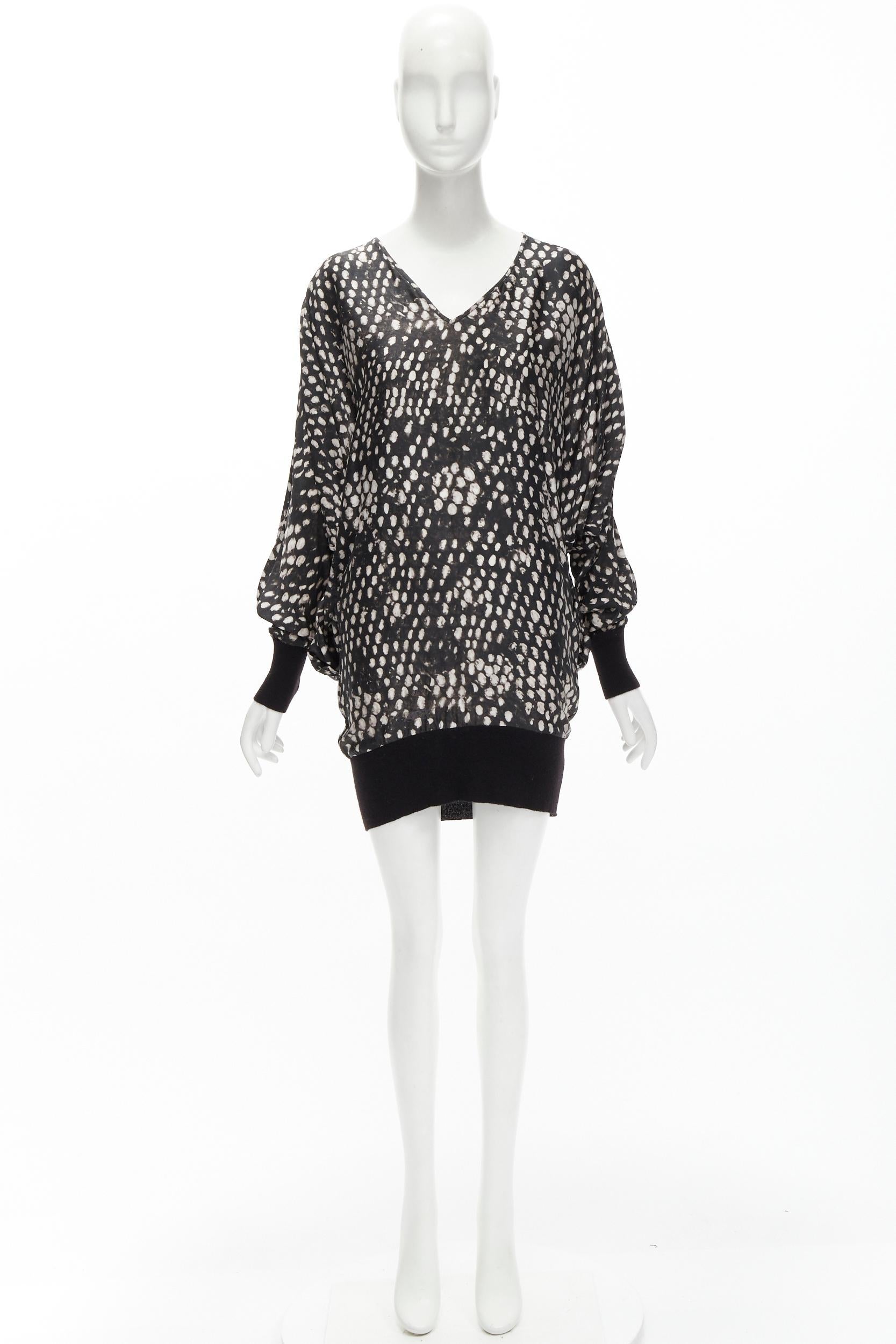 STELLA MCCARTNEY silky black white spot print dolman sleeves relaxed dress 5