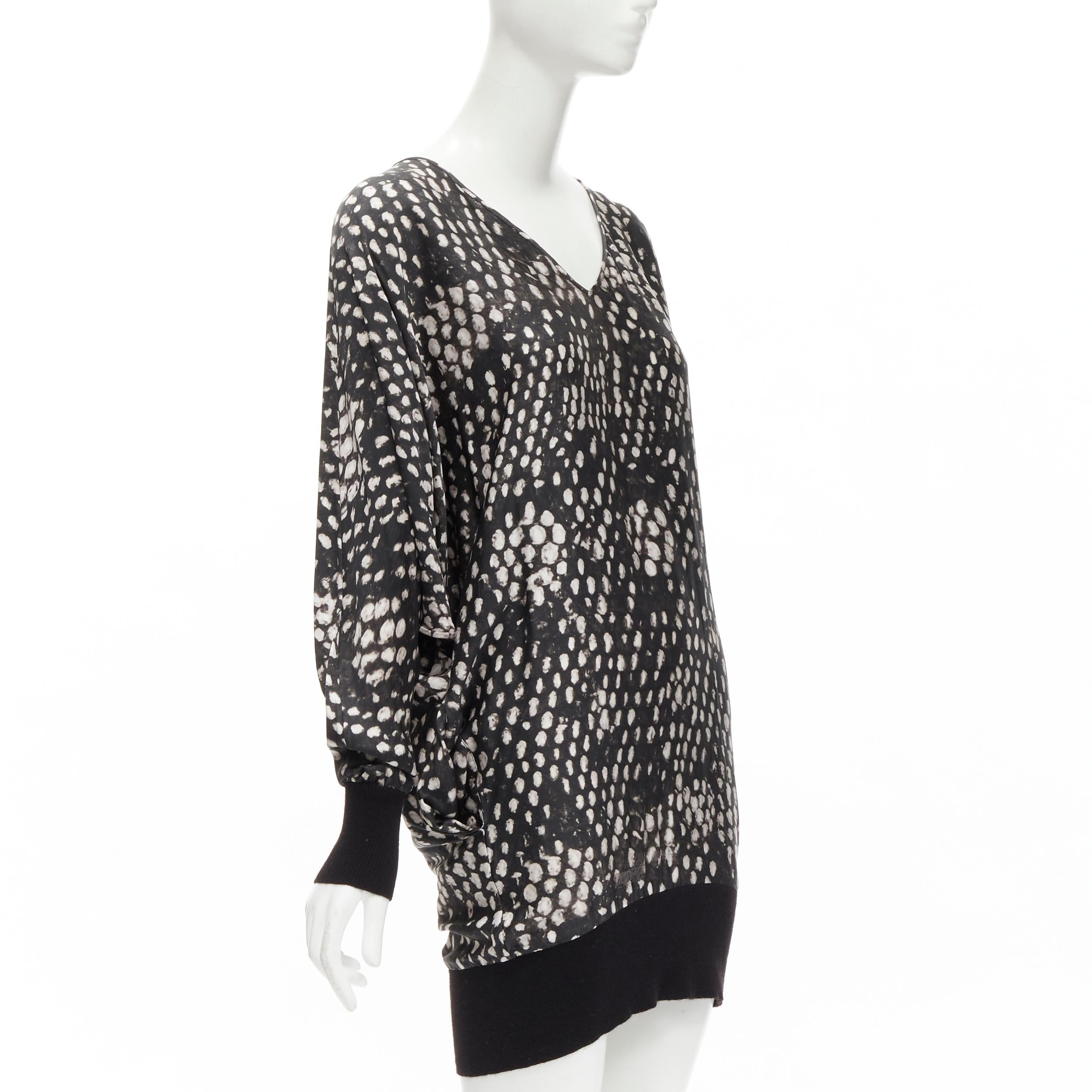 Black STELLA MCCARTNEY silky black white spot print dolman sleeves relaxed dress
