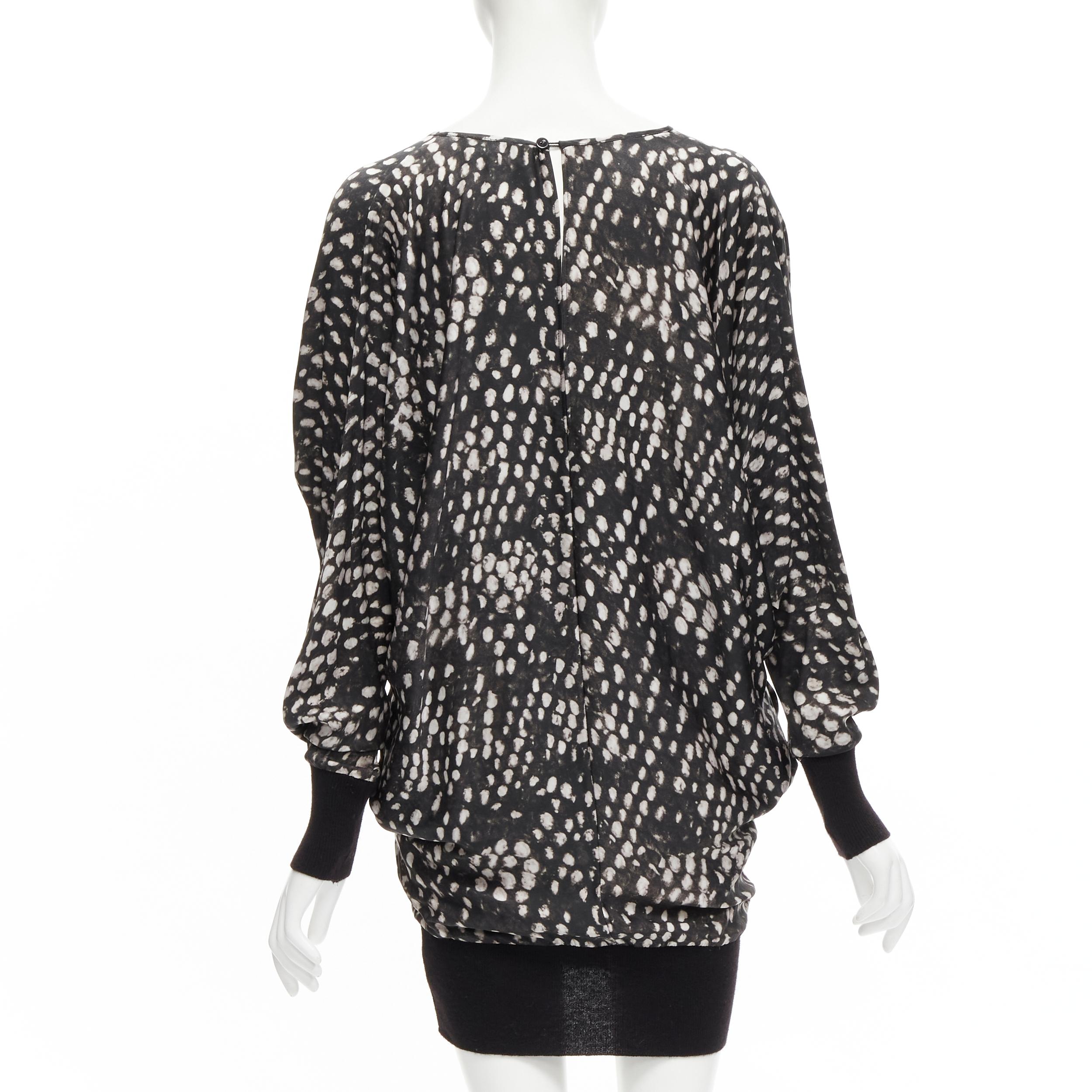 Women's STELLA MCCARTNEY silky black white spot print dolman sleeves relaxed dress
