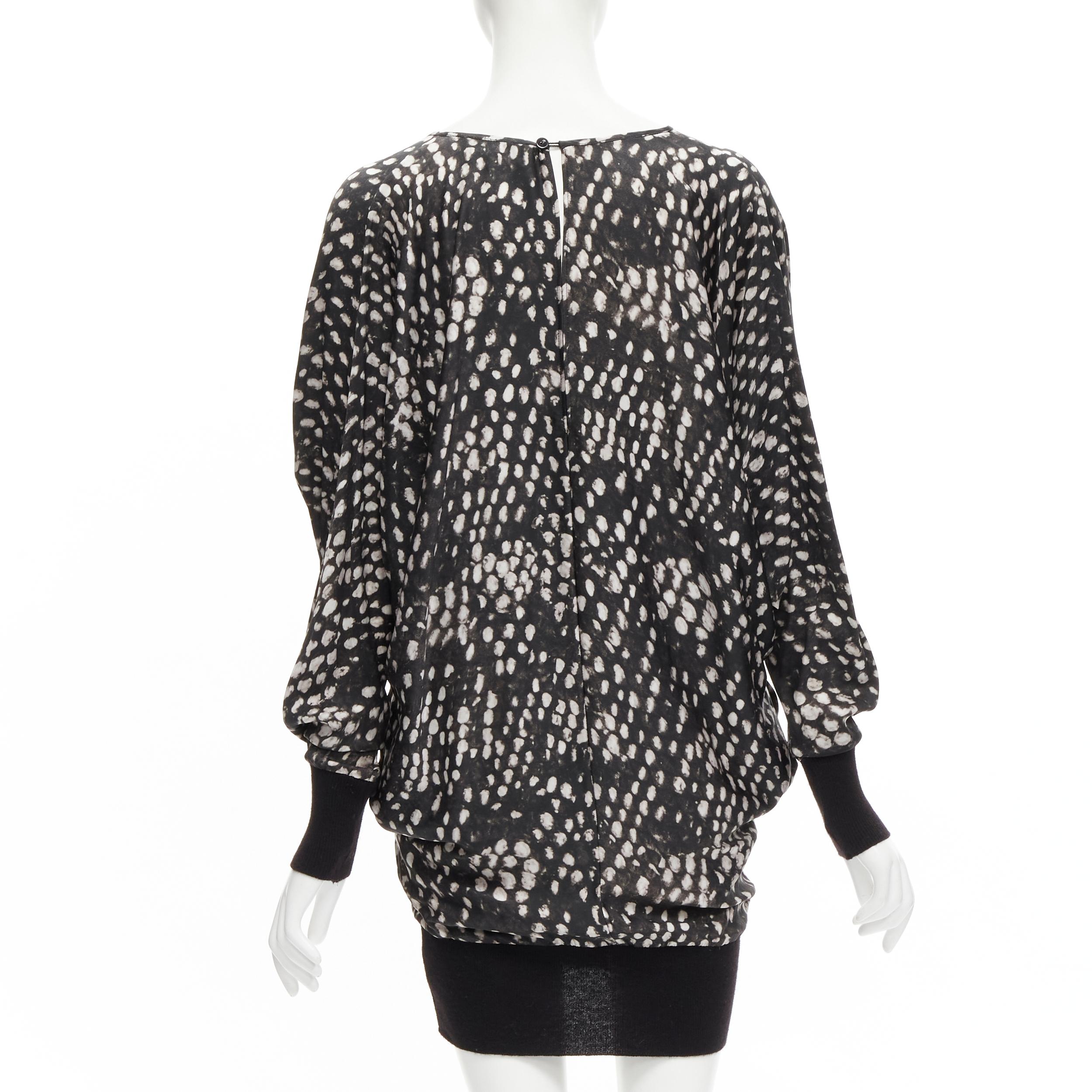 Women's STELLA MCCARTNEY silky black white spot print dolman sleeves relaxed dress For Sale