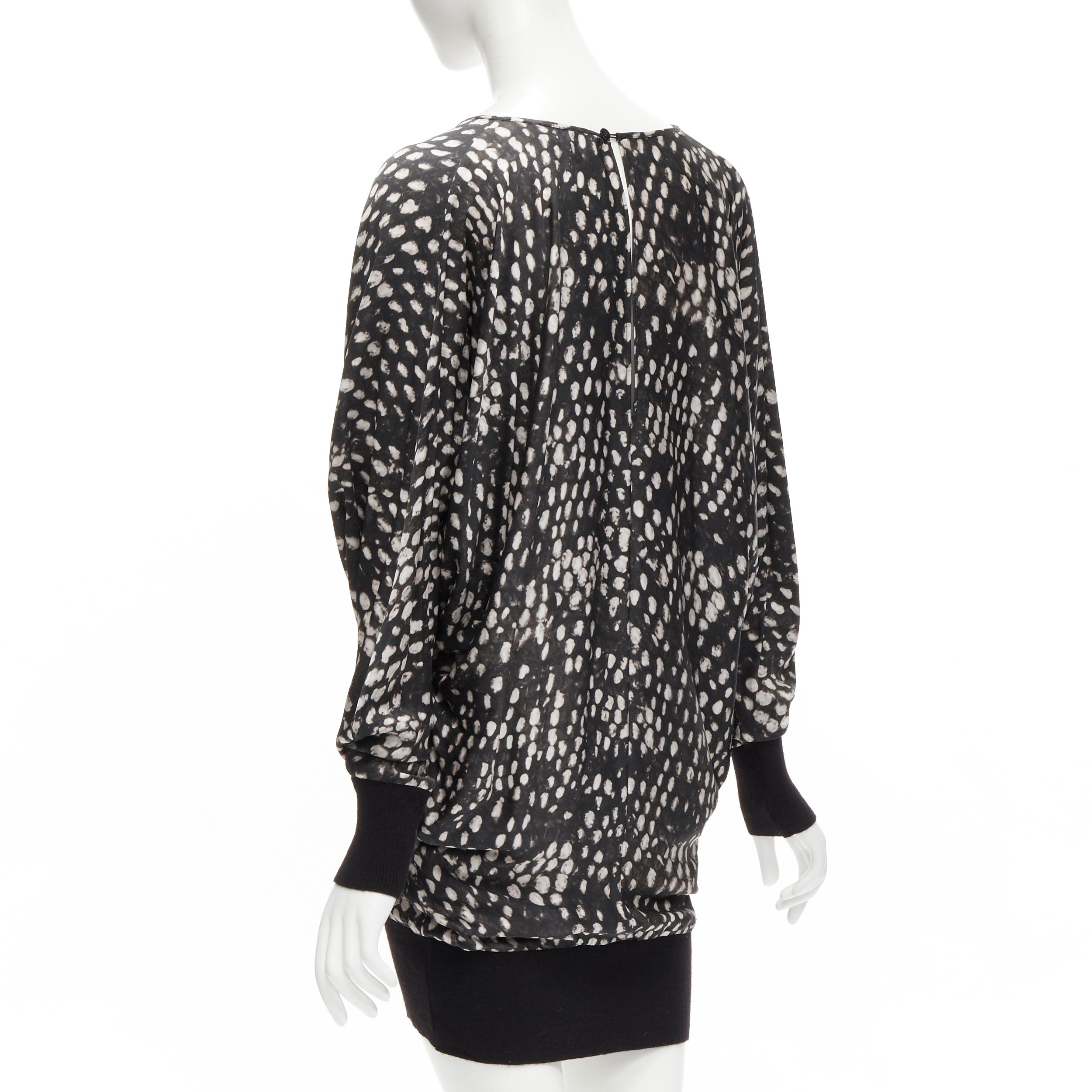 STELLA MCCARTNEY silky black white spot print dolman sleeves relaxed dress 1