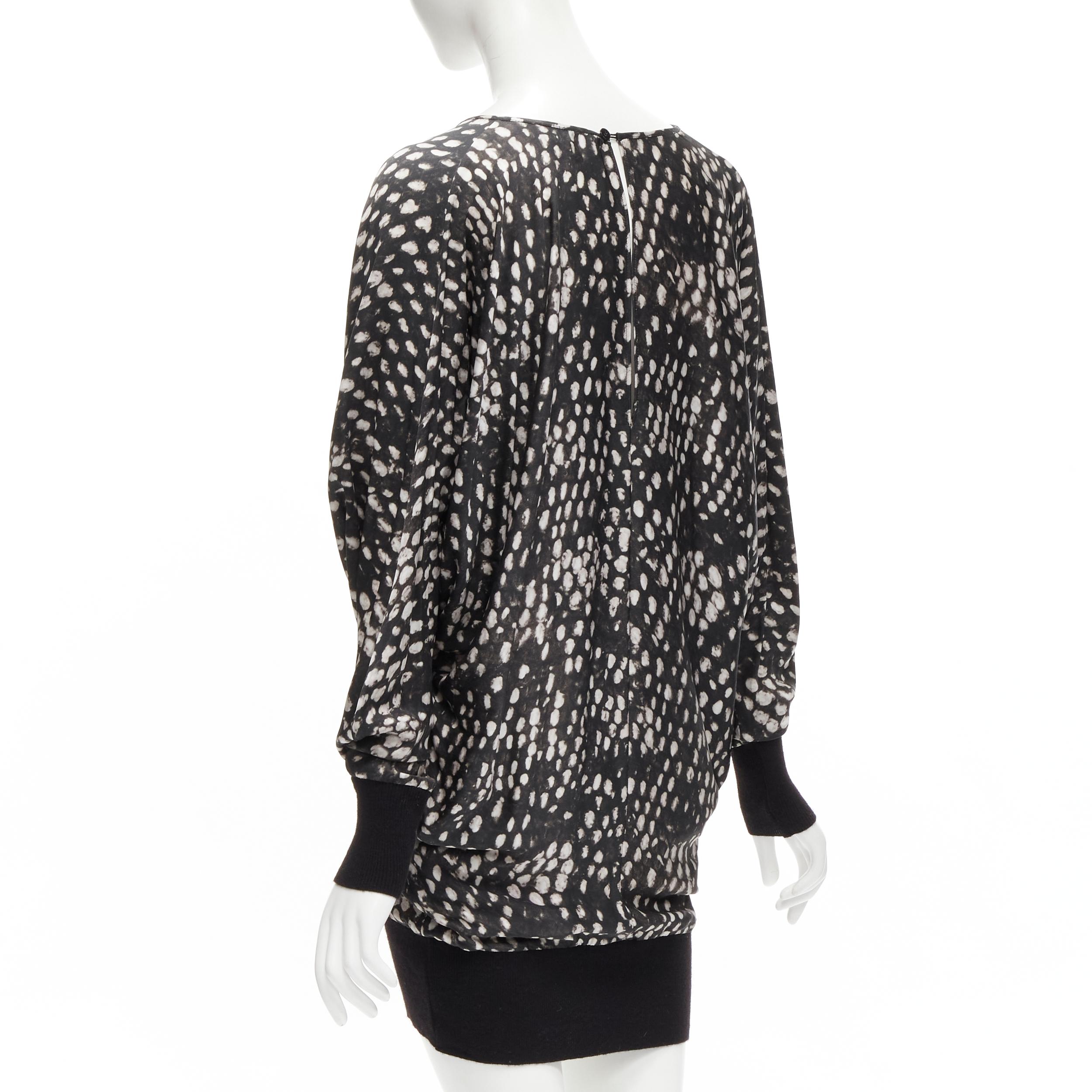 STELLA MCCARTNEY silky black white spot print dolman sleeves relaxed dress For Sale 1