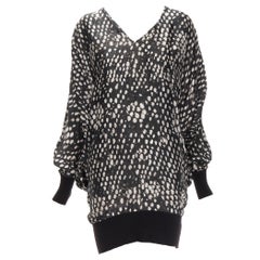 STELLA MCCARTNEY silky black white spot print dolman sleeves relaxed dress