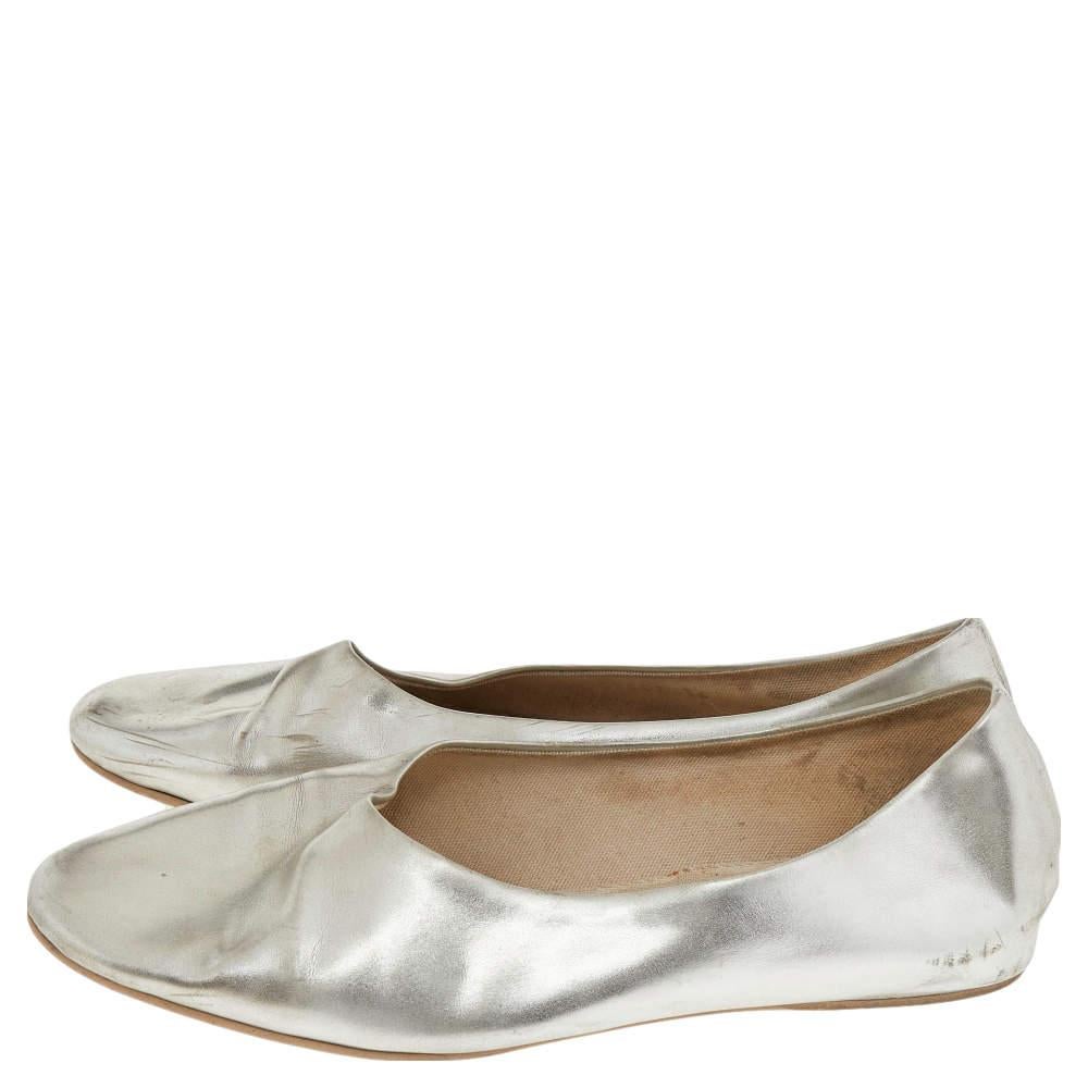 Women's Stella McCartney Silver Faux Leather Ballet Flats Size 36