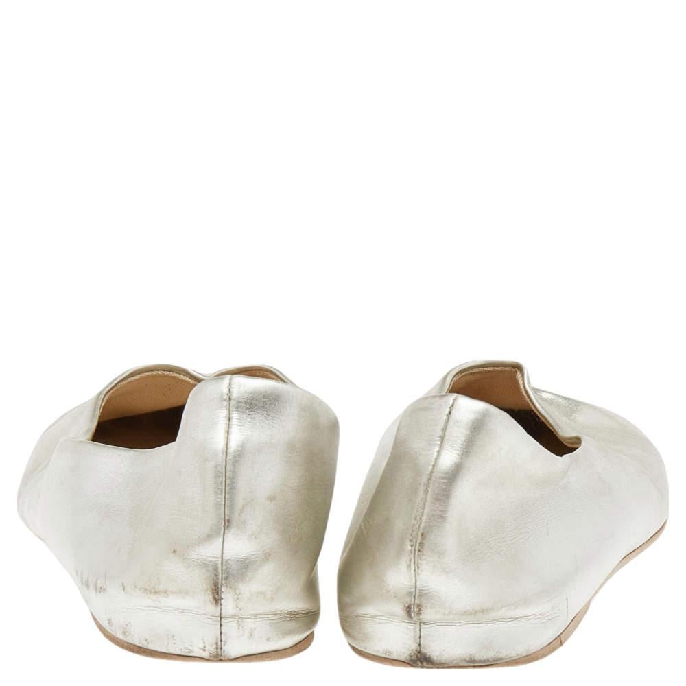 Stella McCartney Silver Faux Leather Ballet Flats Size 36 1