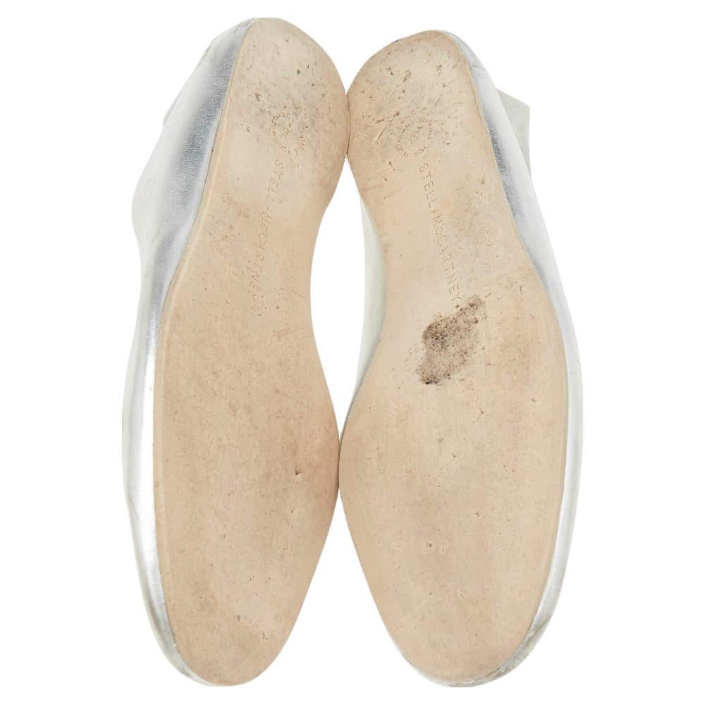 Stella McCartney Silver Faux Leather Ballet Flats Size 36 2