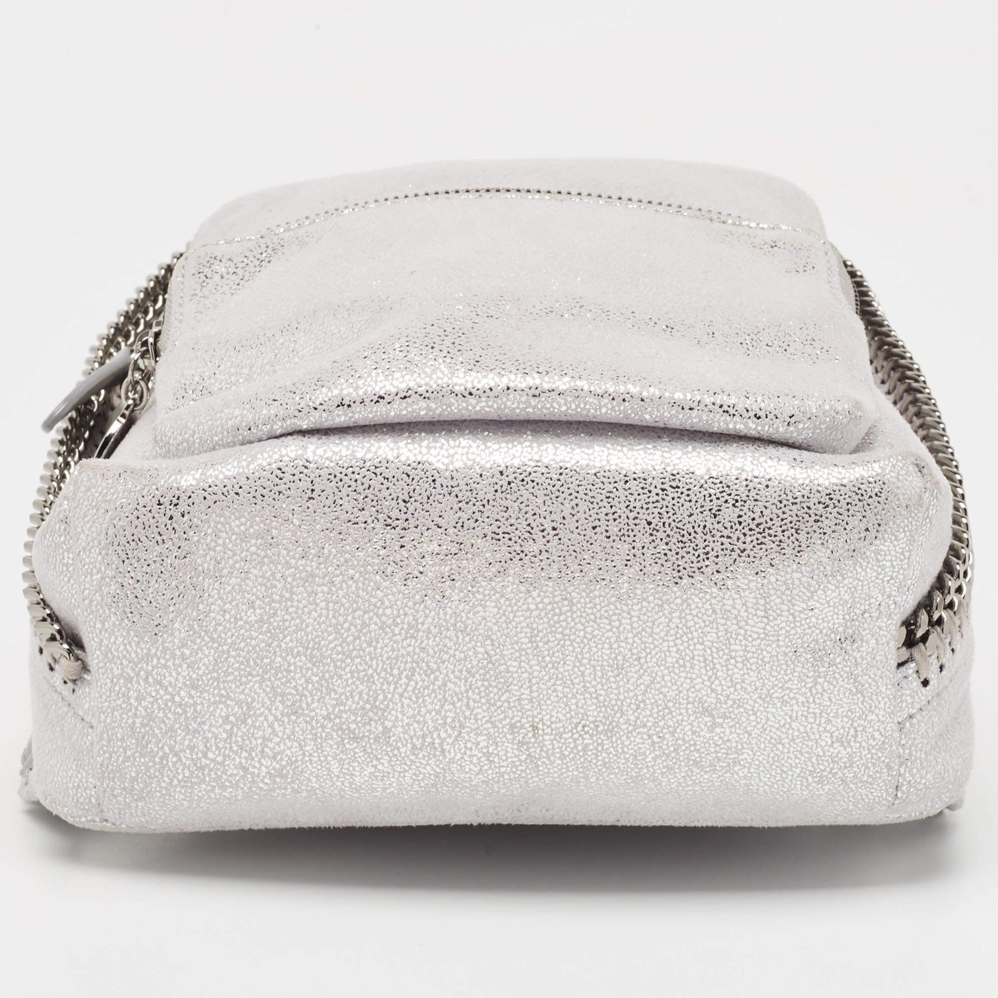 Women's Stella McCartney Silver Faux Leather Falabella Backpack For Sale
