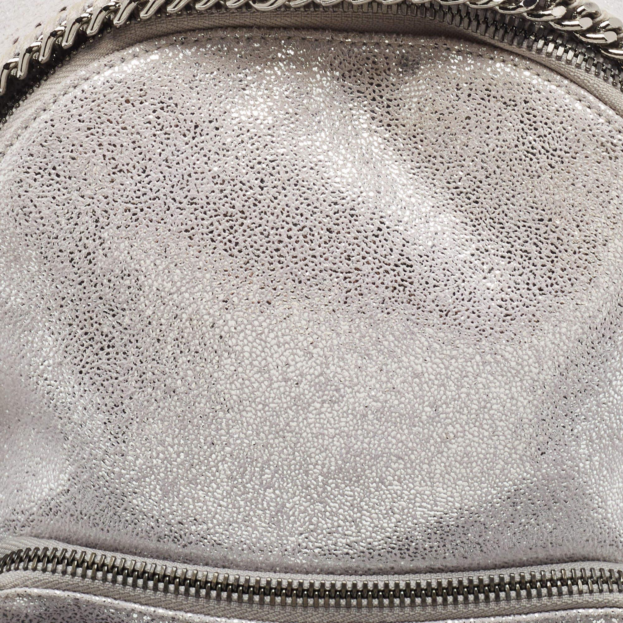 Stella McCartney Silver Faux Leather Falabella Backpack en vente 2