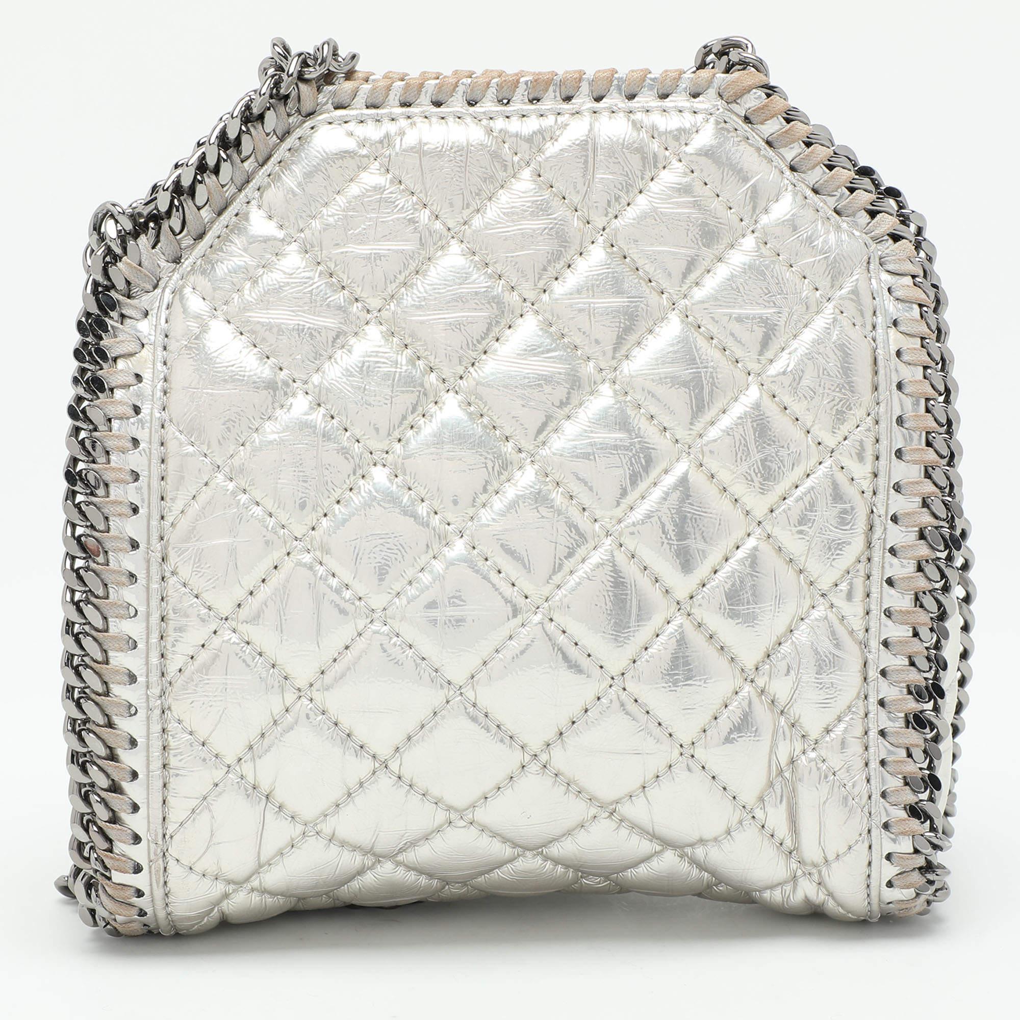 Women's Stella McCartney Silver Faux Leather Falabella Crossbody Bag For Sale