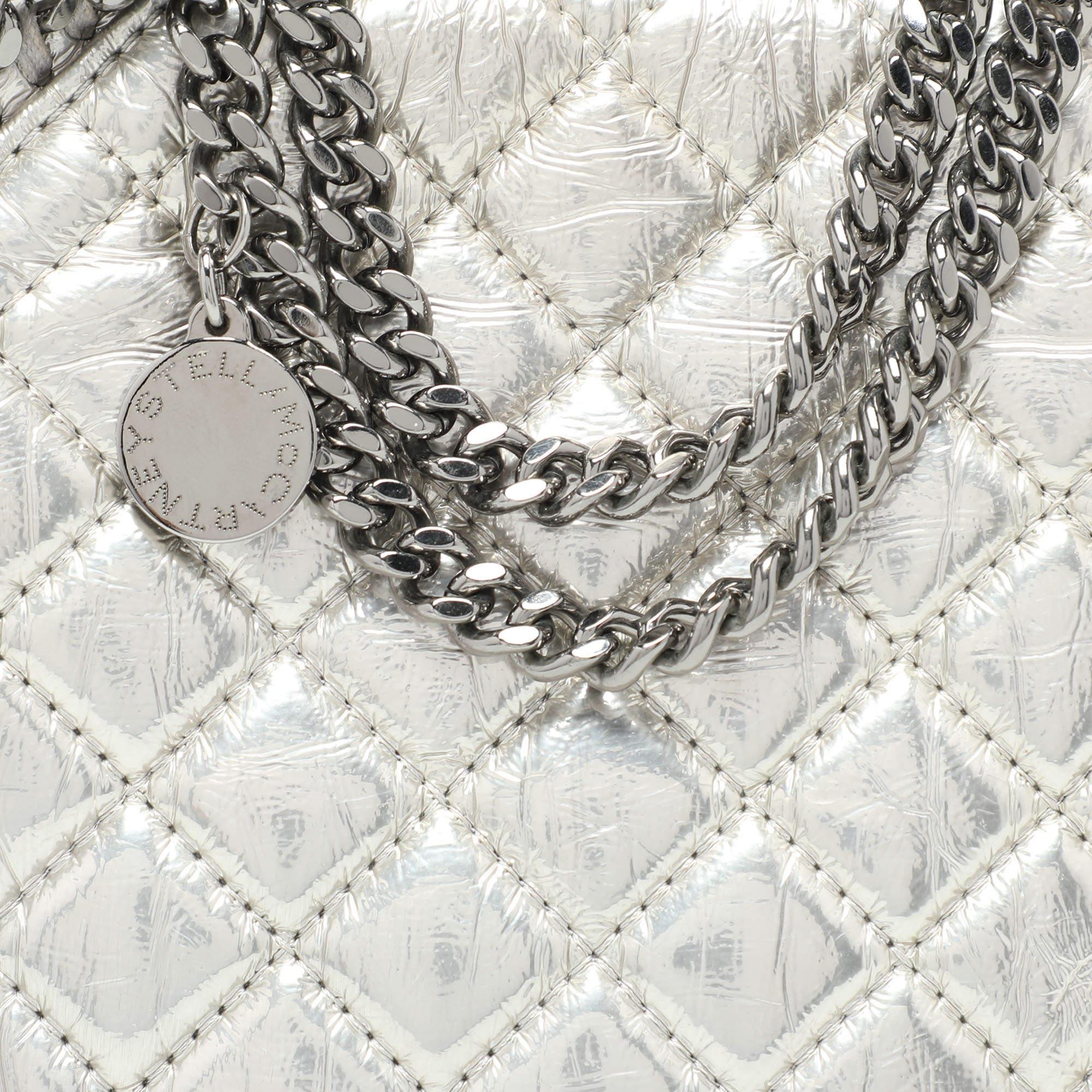 Stella McCartney Silver Faux Leather Falabella Crossbody Bag For Sale 1