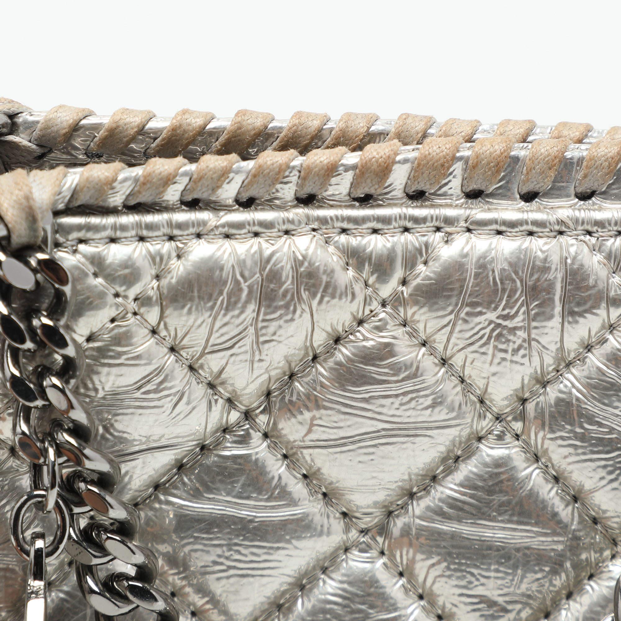 Stella McCartney Silver Faux Leather Falabella Crossbody Bag For Sale 2