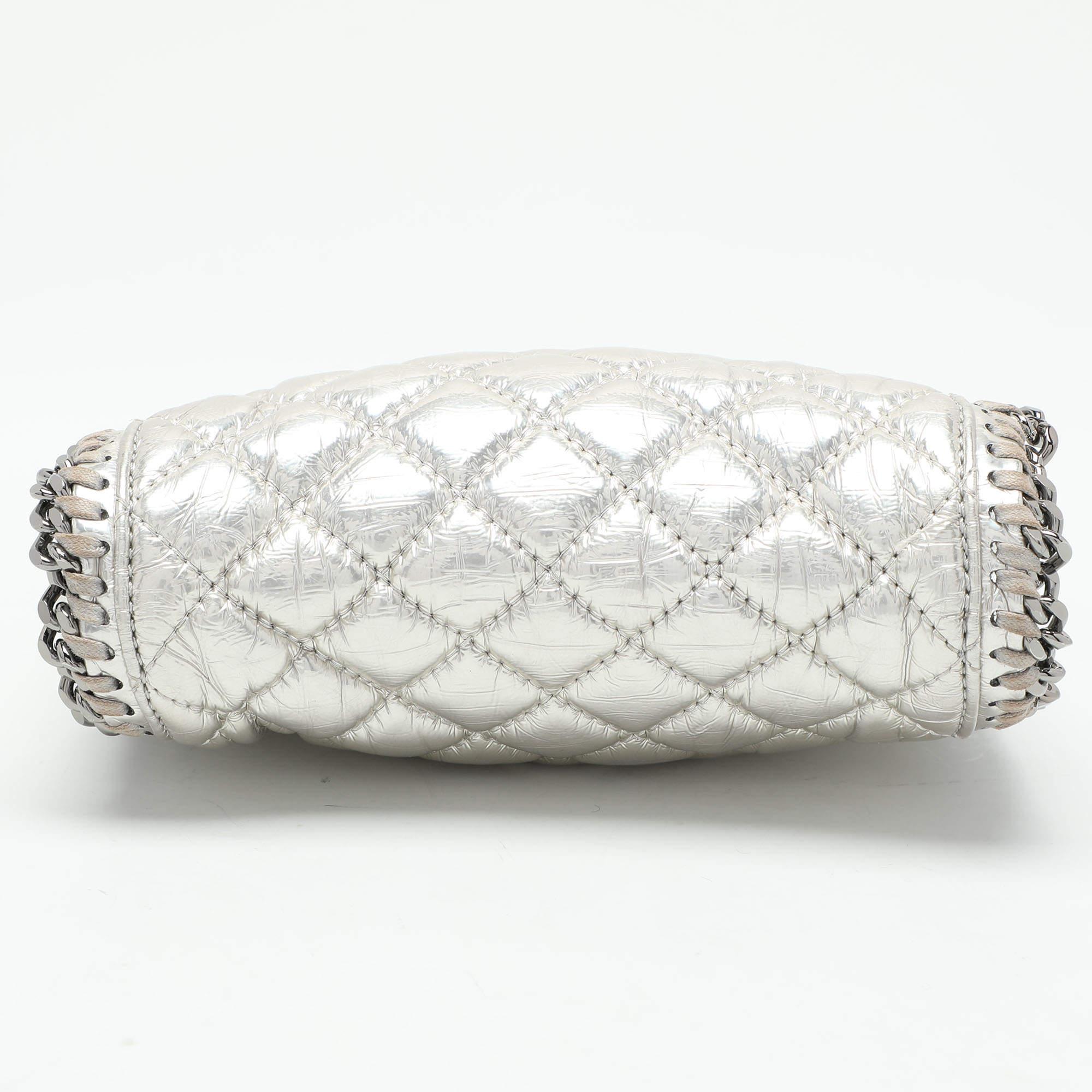 Stella McCartney Silver Faux Leather Falabella Crossbody Bag For Sale 3