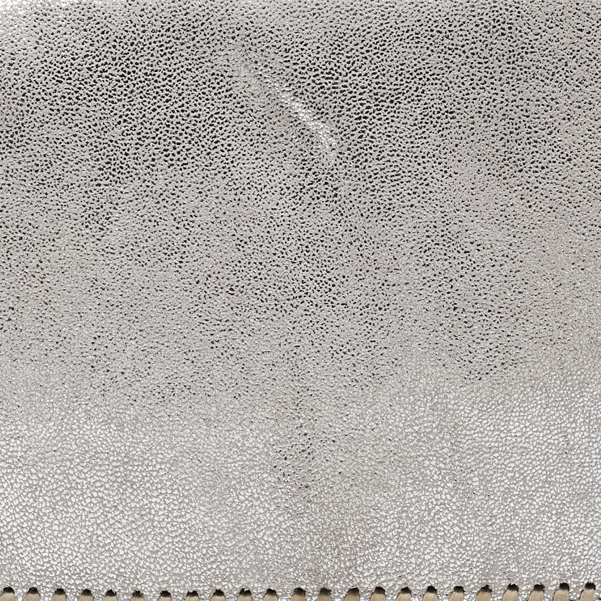 Stella McCartney Silver Faux Leather Falabella Fold-Over Clutch For Sale 13