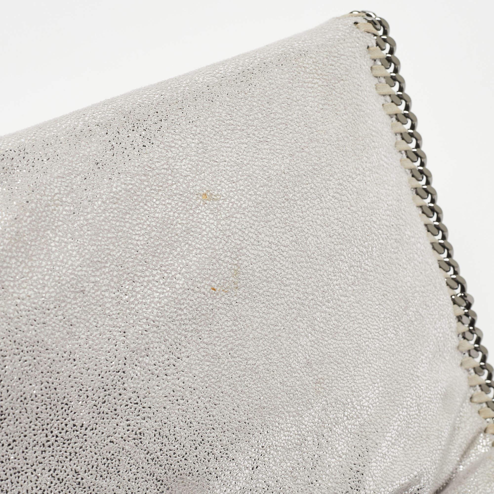 Women's Stella McCartney Silver Faux Leather Falabella Fold-Over Clutch For Sale