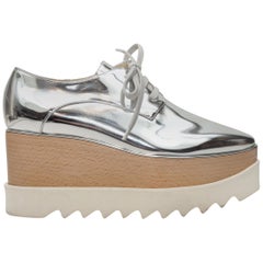 Stella McCartney Silver Metallic Platform Oxfords