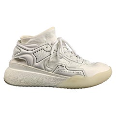 STELLA McCARTNEY Size 11 White Black Contrast Trim Rubber Wedge Sneakers