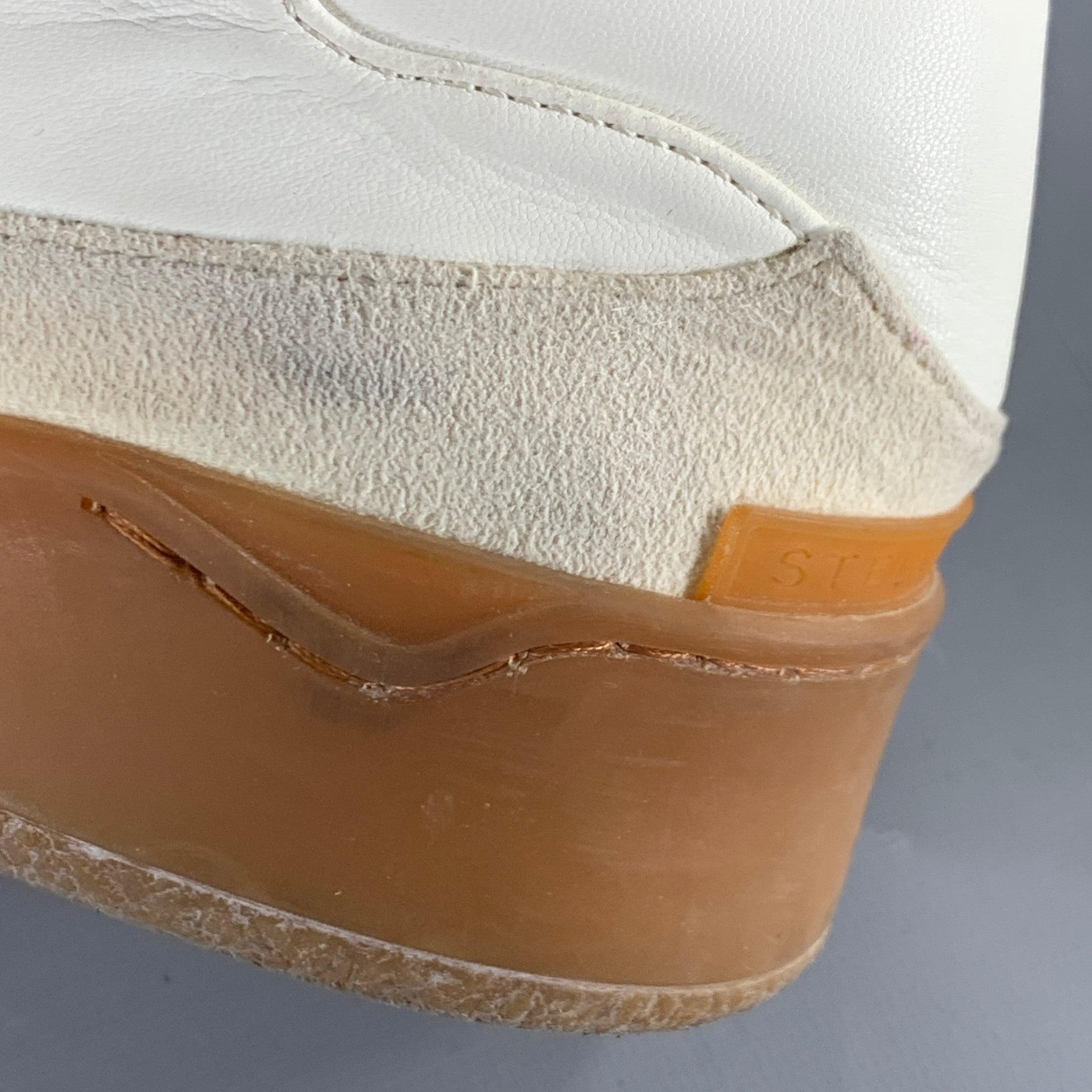 STELLA McCARTNEY Size 11 White Cream Two Toned Faux Leather Platform Sneakers 8