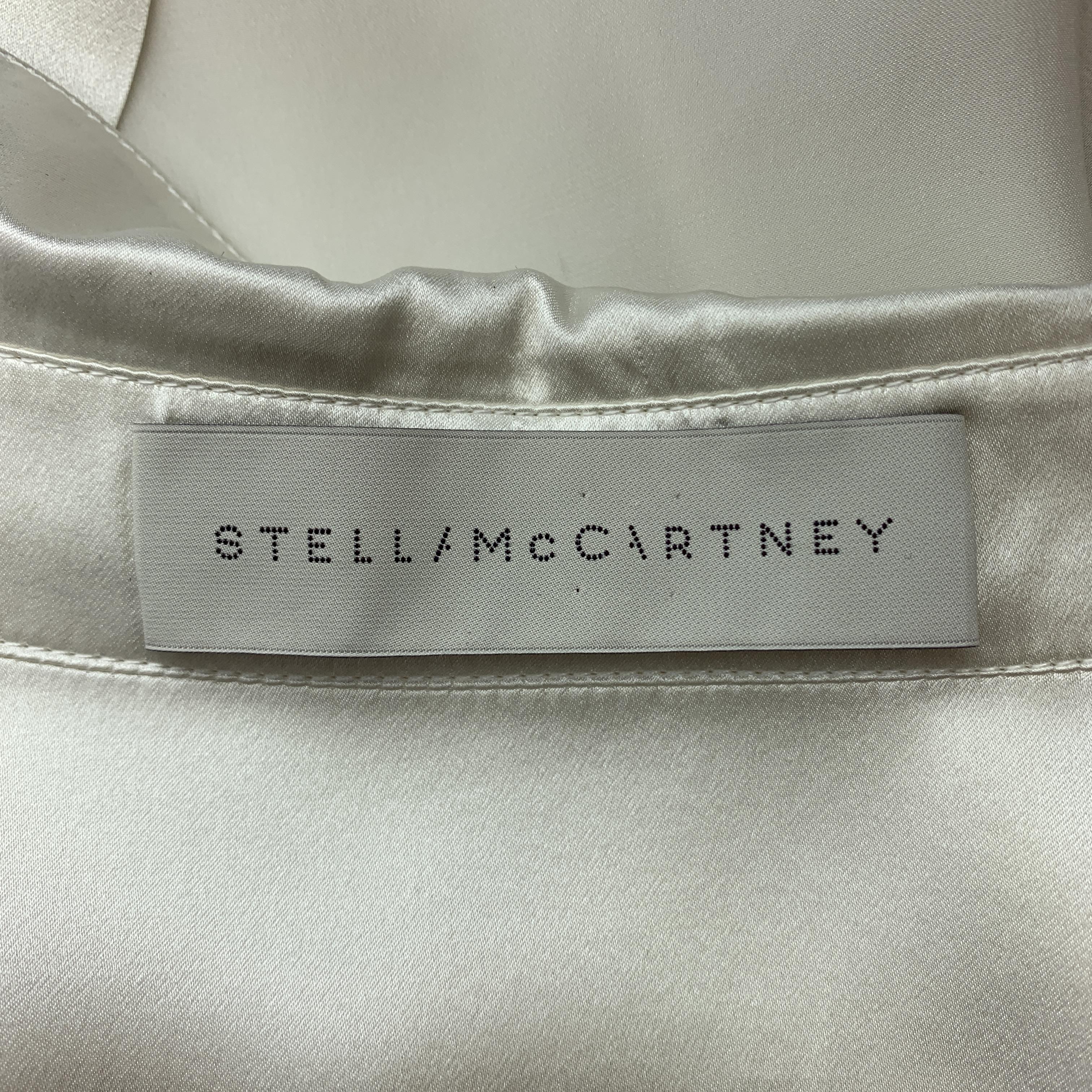 Women's STELLA McCARTNEY Size 12 Cream Silk Satin Collar Blouse