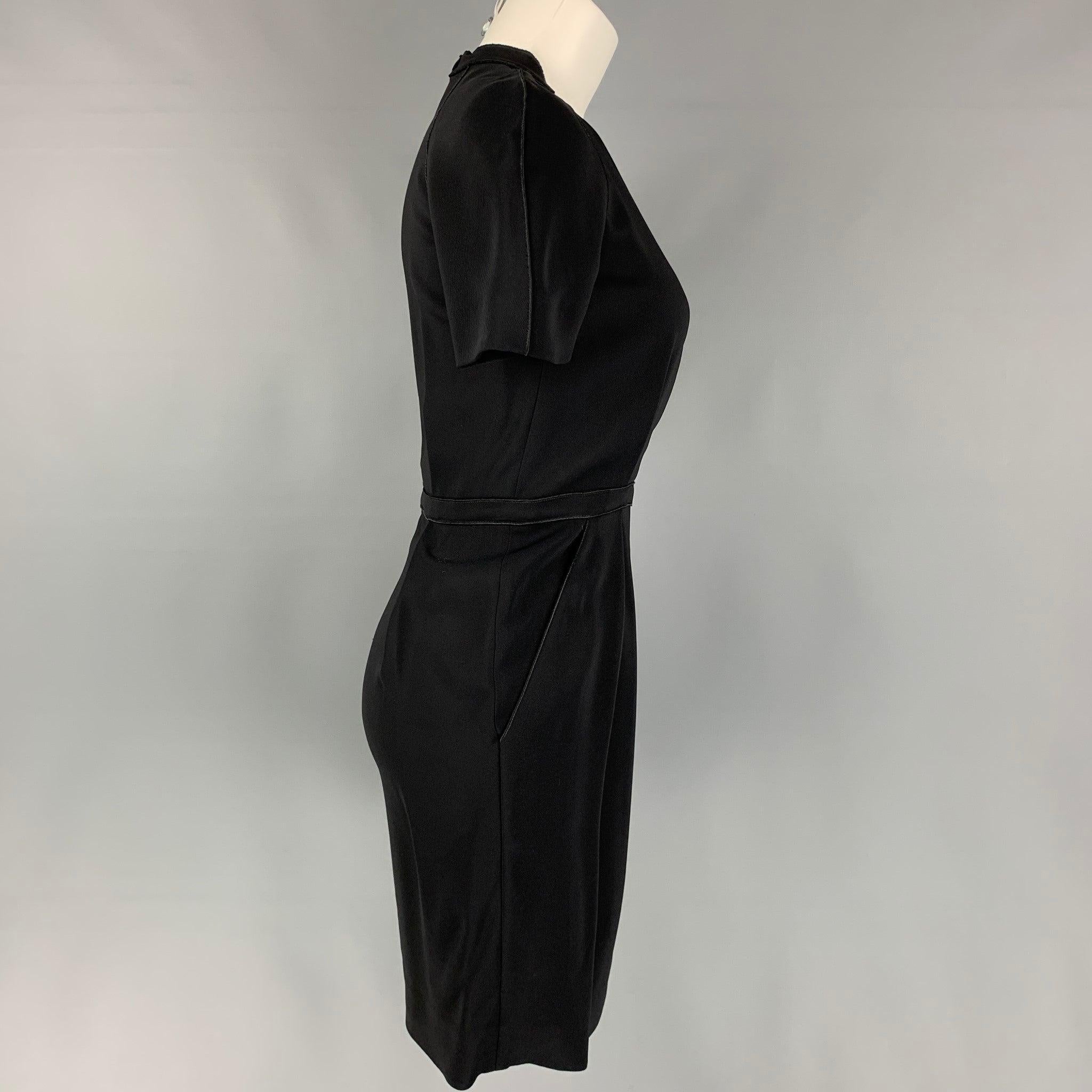 Women's STELLA McCARTNEY Size 2 Black Viscose Pleated V-Neck Dress For Sale