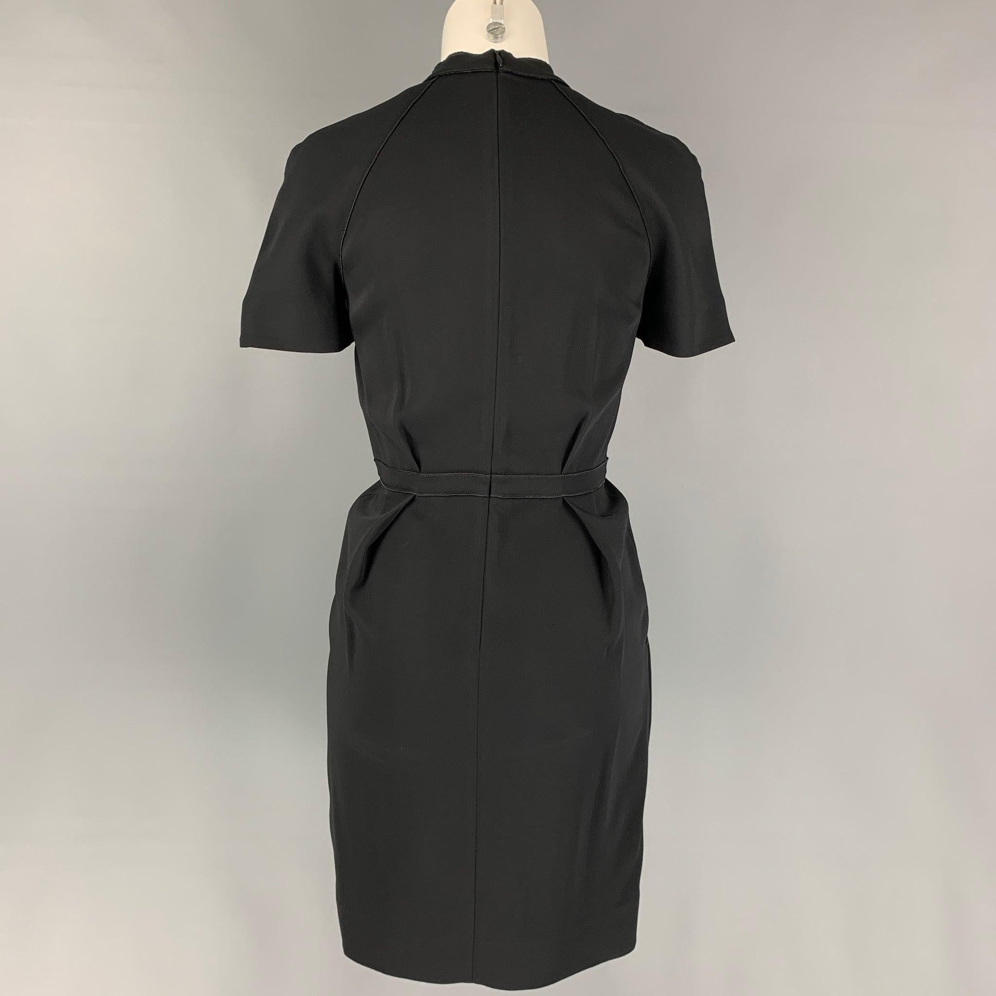 STELLA McCARTNEY Size 2 Black Viscose Pleated V-Neck Dress For Sale 1