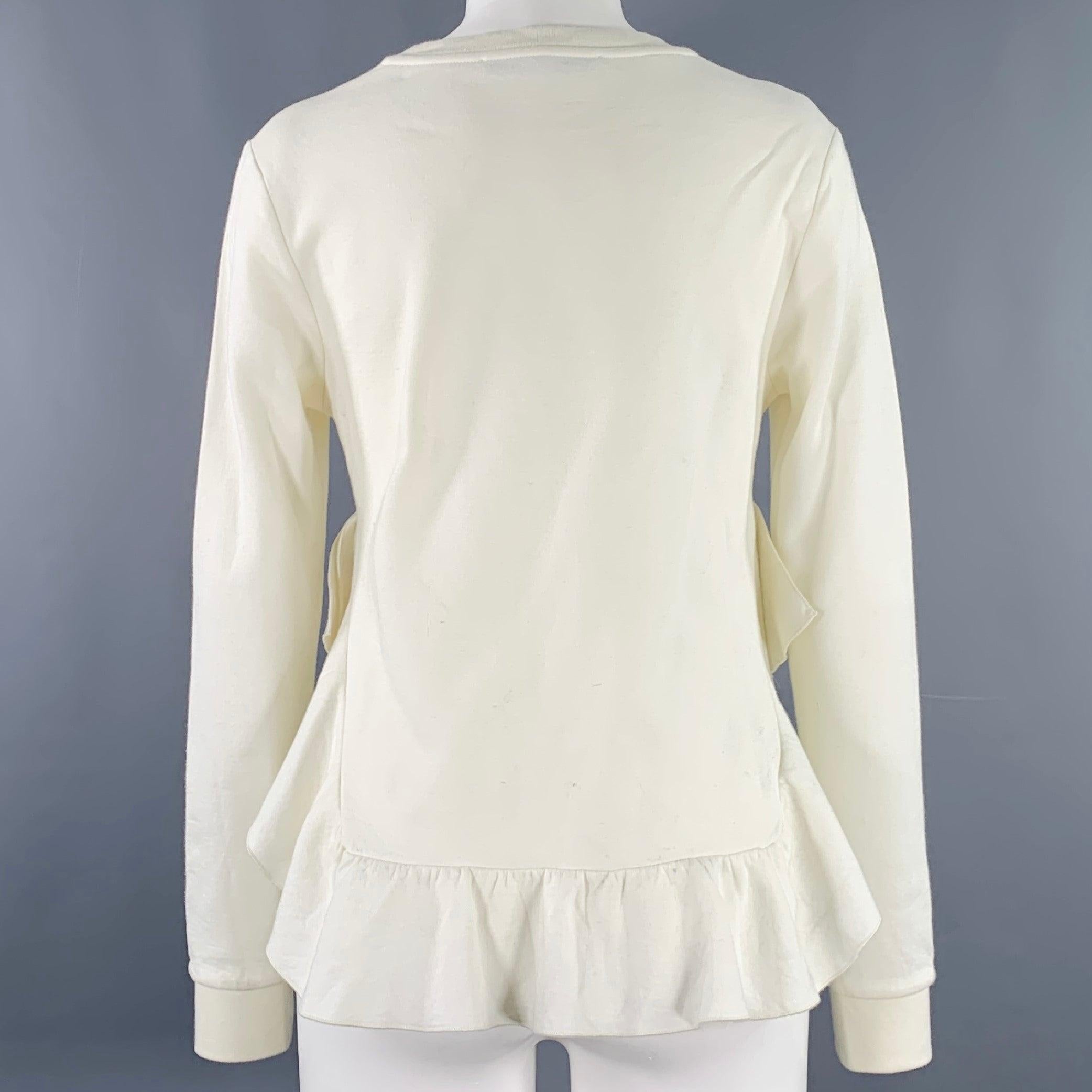 STELLA McCARTNEY Taille 2 - Haut casual à manches longues à volants en coton mélangé crème Pour femmes en vente
