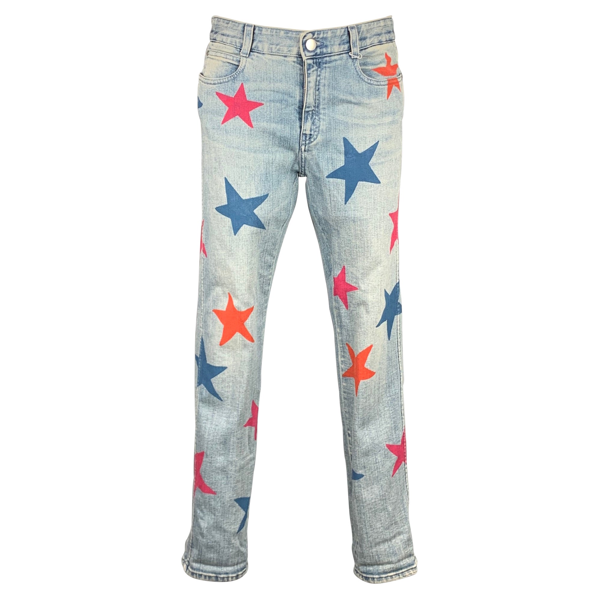 STELLA McCARTNEY Größe 27 Denim-Jeans mit blauem und rotem Sternendruck und relaxed Fit
