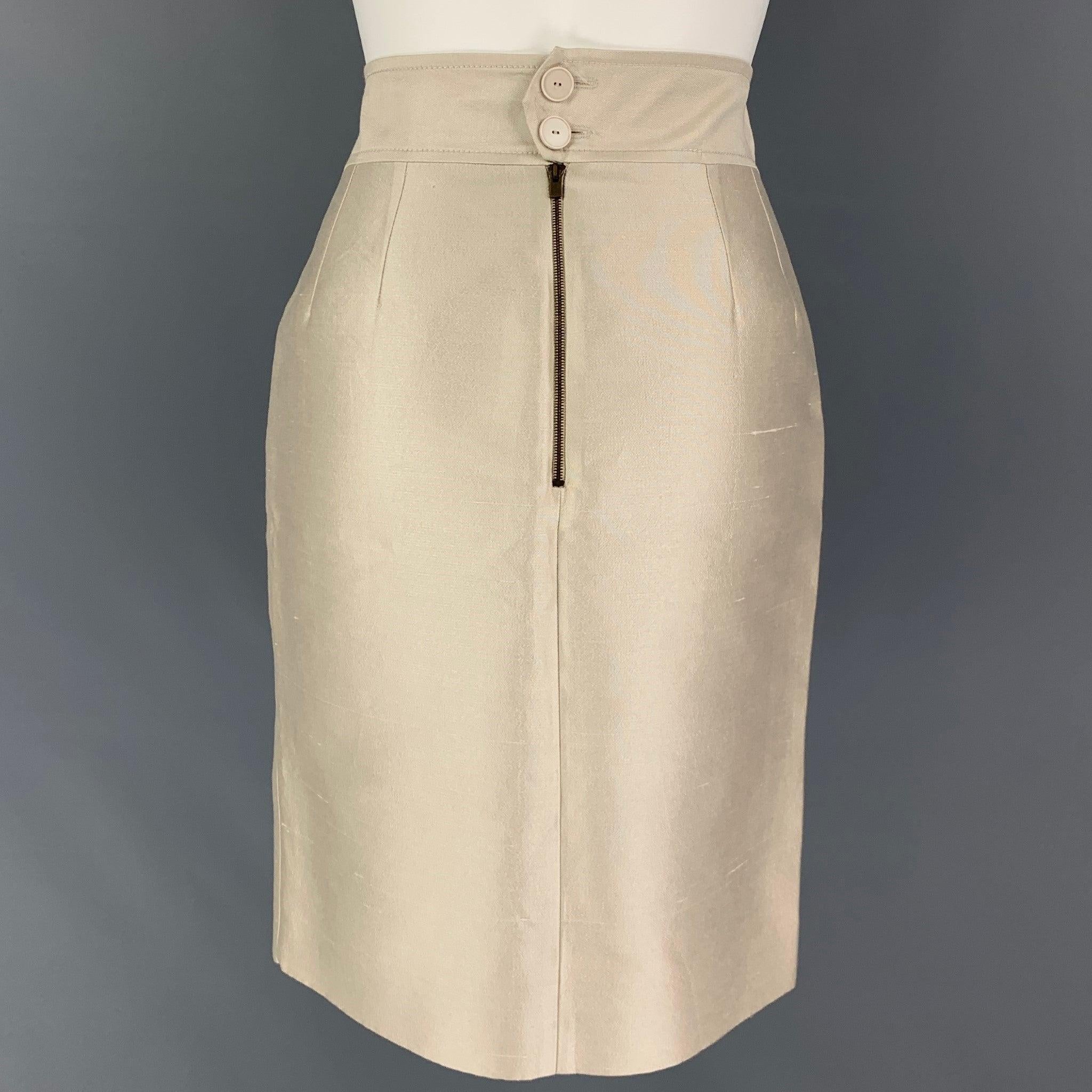 Women's STELLA McCARTNEY Size 27 Champagne Silk Cotton Pencil Skirt For Sale