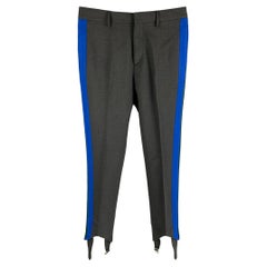 STELLA McCARTNEY Size 30 Charcoal & Green Wool Stirrup Tuxedo Dress Pants