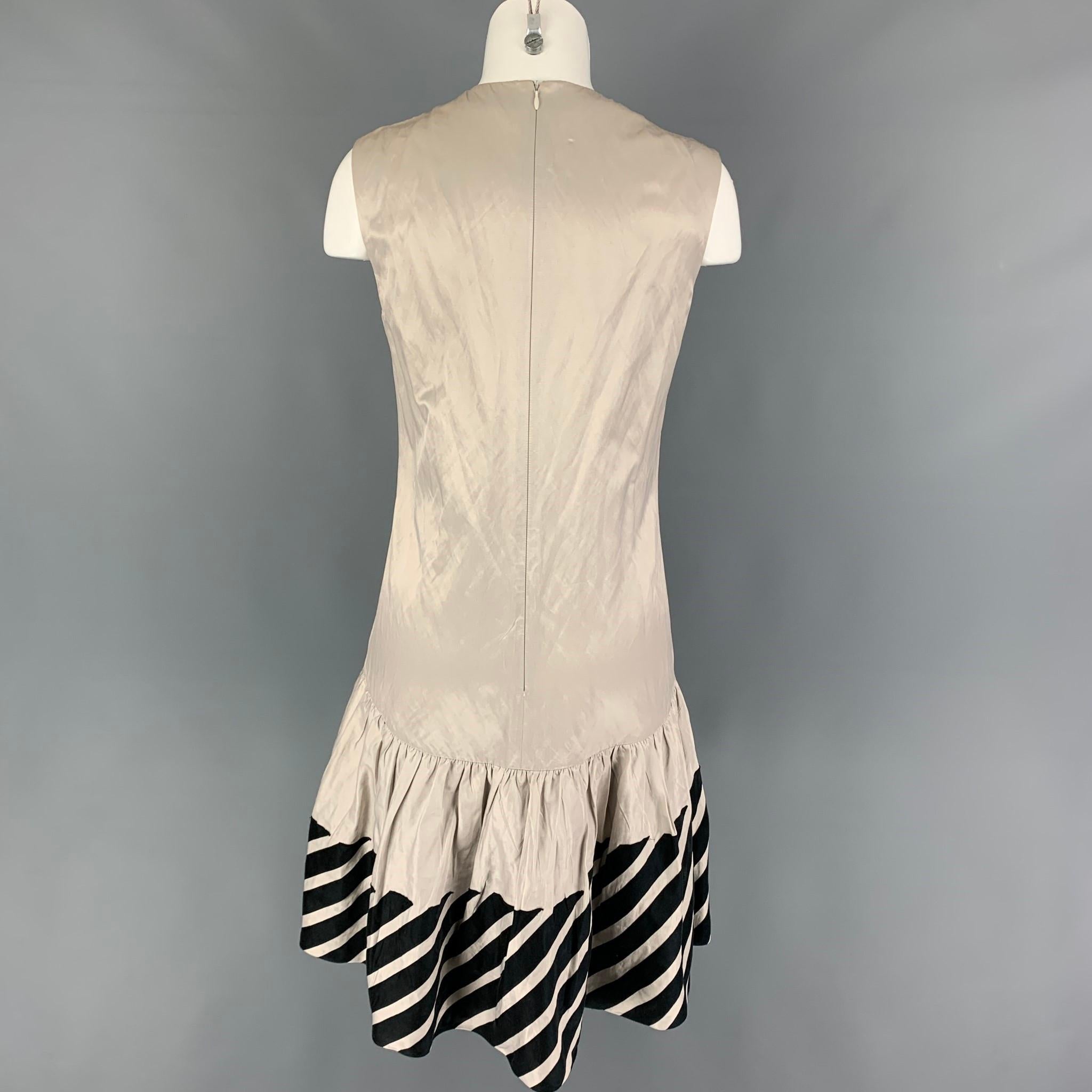 STELLA McCARTNEY Size 6 Beige Black Cotton Cupro Sleeveless Dress 1