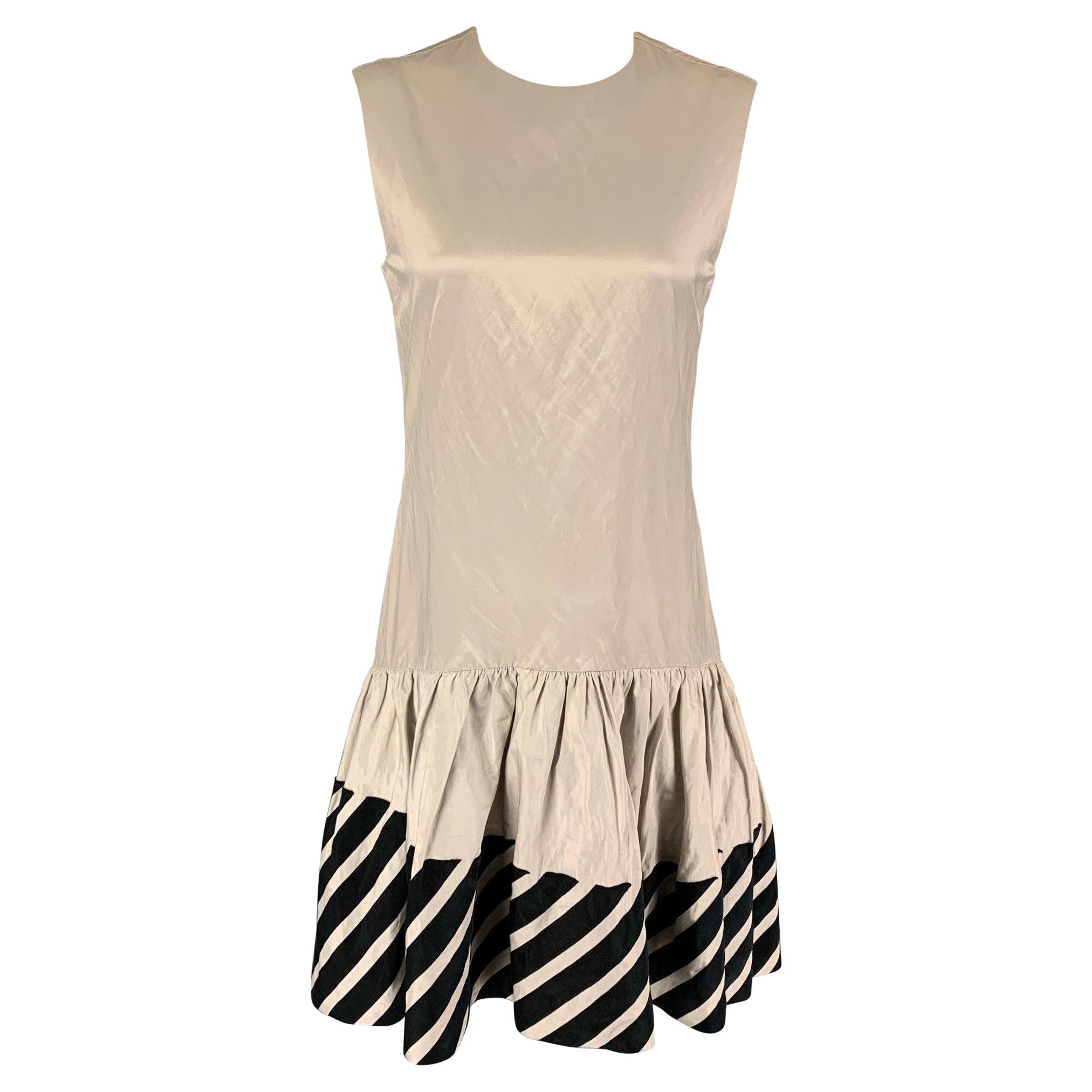 STELLA McCARTNEY Größe 6 Beige Schwarzes ärmelloses Kleid aus Baumwolle