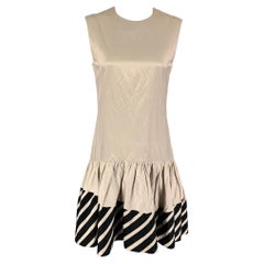 STELLA McCARTNEY Größe 6 Beige Schwarzes ärmelloses Kleid aus Baumwolle