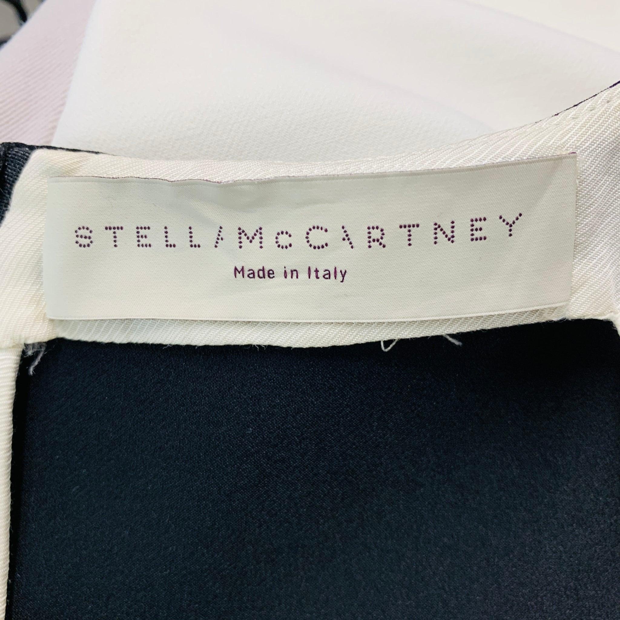STELLA McCARTNEY Taille 6 Noir Beige & Crème Polyamide Eastane Color Block Dress en vente 1