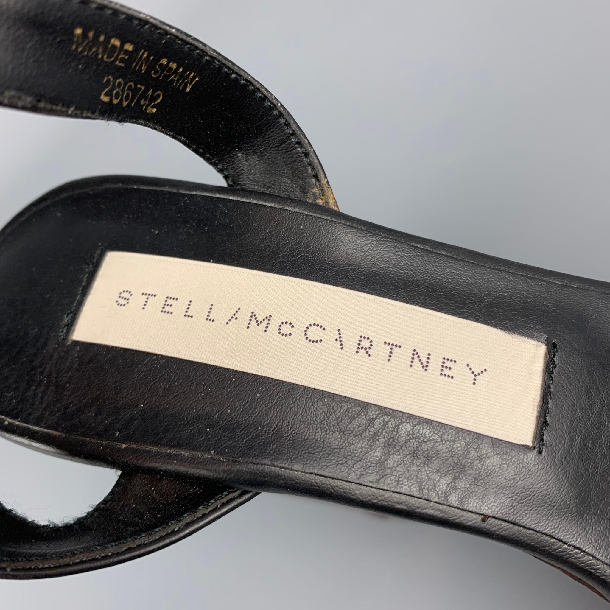 STELLA McCARTNEY Size 6 Black & Brown Woven Faux Leather Sandals 3
