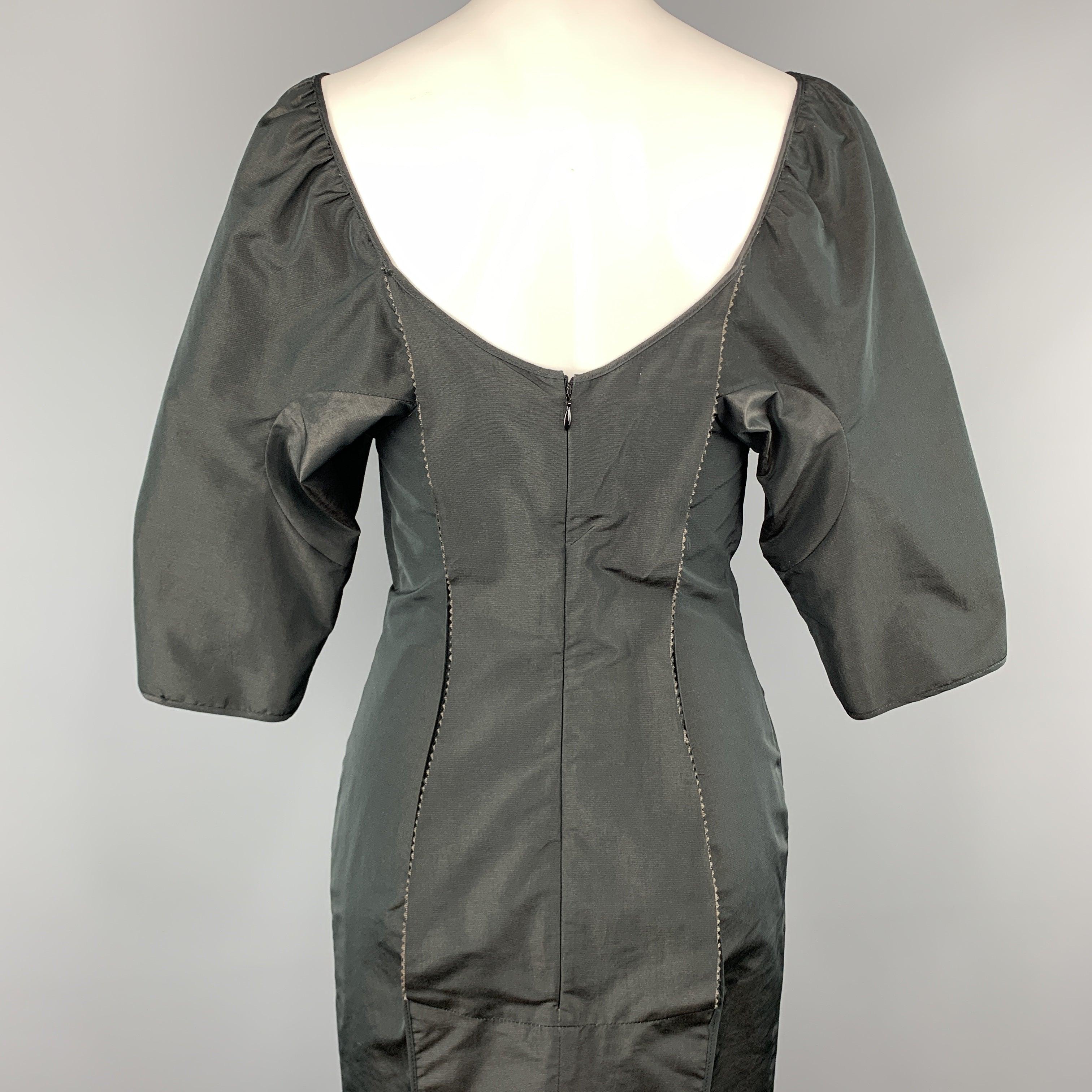 STELLA McCARTNEY Talla 6 Vestido de cóctel negro de tafetán con manga globo Inside Out en venta 5